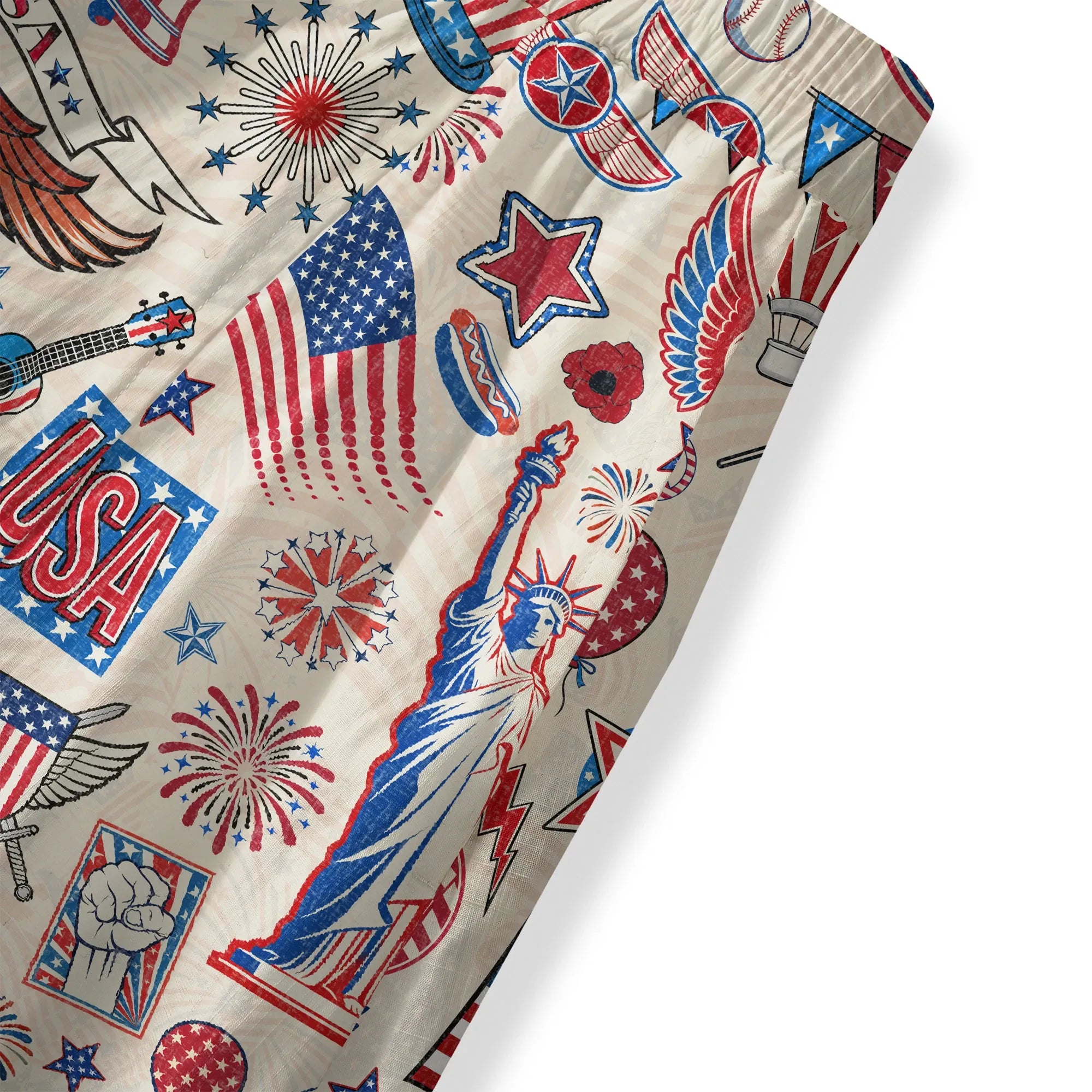 Elastic waist women's skirt, red, blue, white design