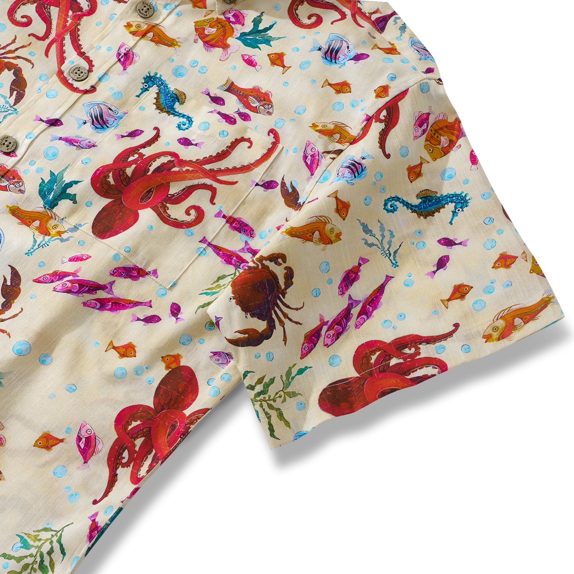 Chemise hawaïenne pour hommes marins à l'écologie chemise boutonnée à manches courtes à manches 100% coton