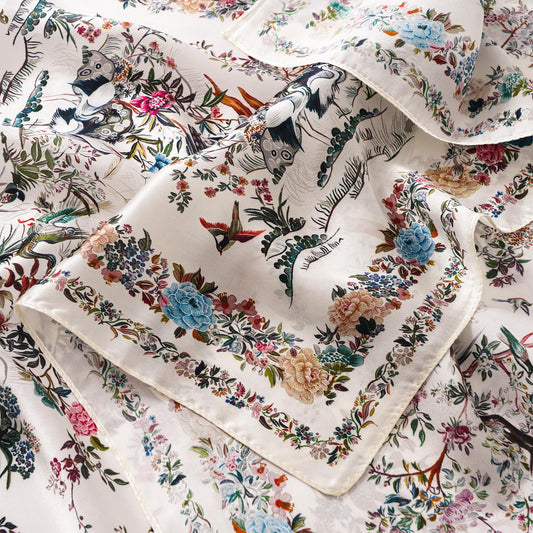 Floral Oblong Scarf 100% Mulberry Silk Burst of Spring Burst Of Spring 100% Silk 170*53cm