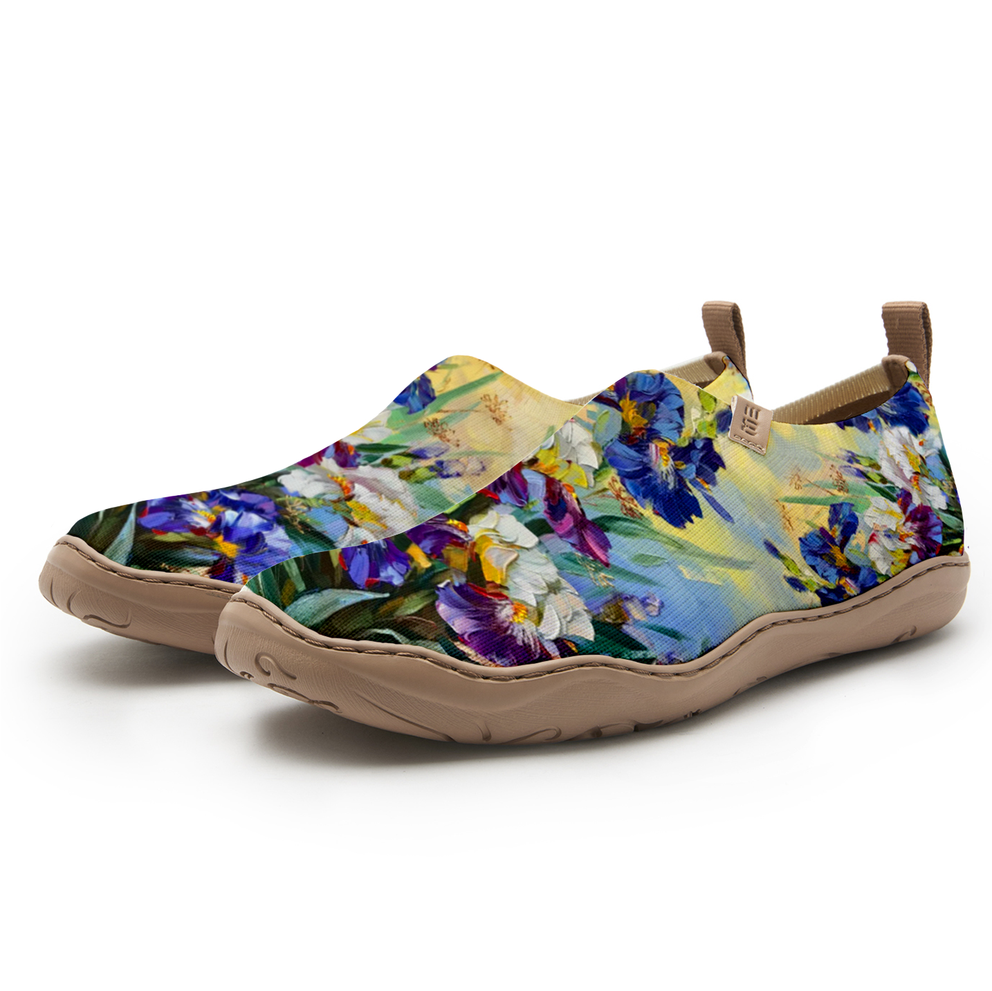 Yiume Women's Art Slip-On Shoes Comfortable Breathable Knit Casual Footwear,Iris Oil Painting Purple Purple Iris Shoes