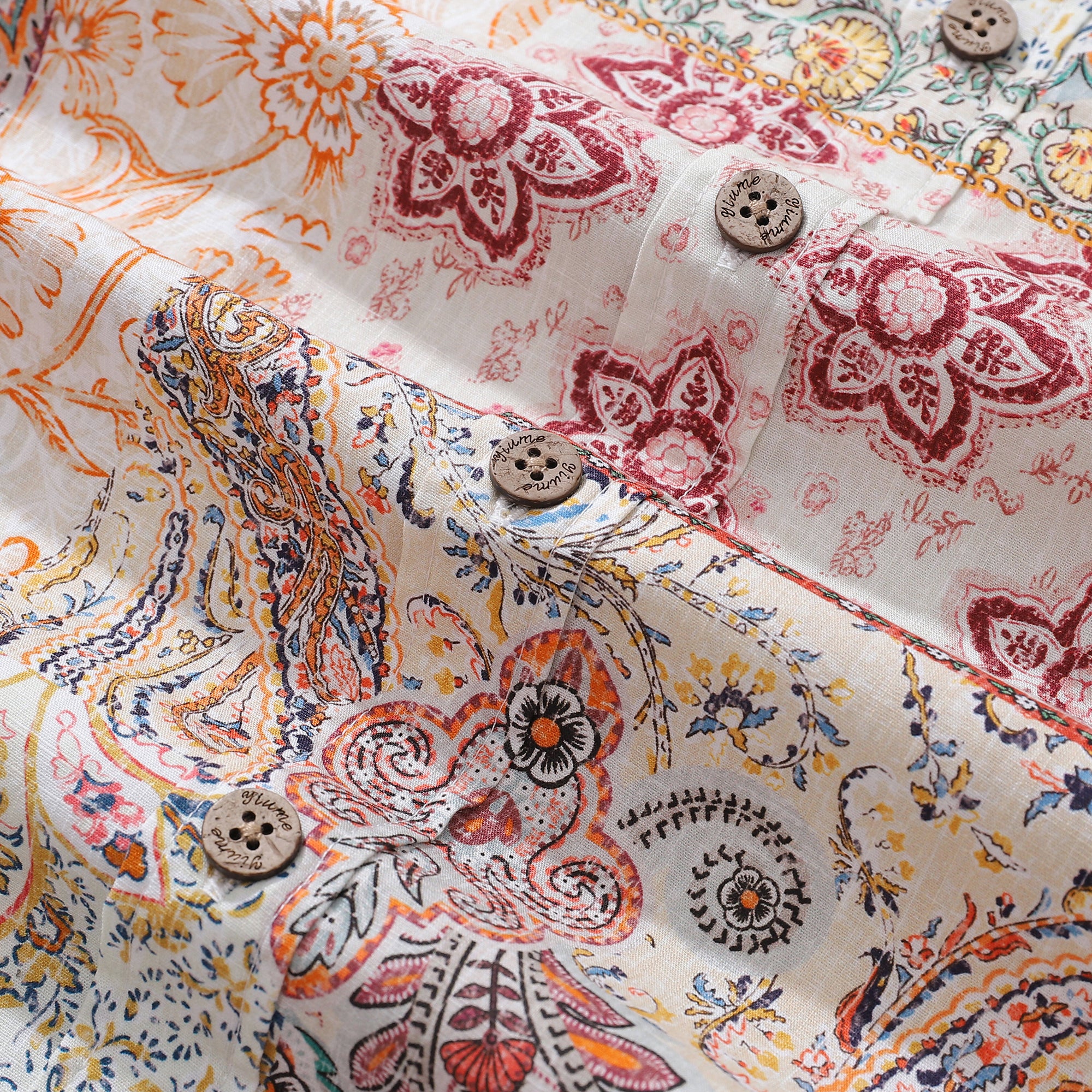 Chemise hawaïenne des années 1950 pour hommes Chemise à boutons en patchwork poétique à manches courtes 100 % coton Chemise Aloha