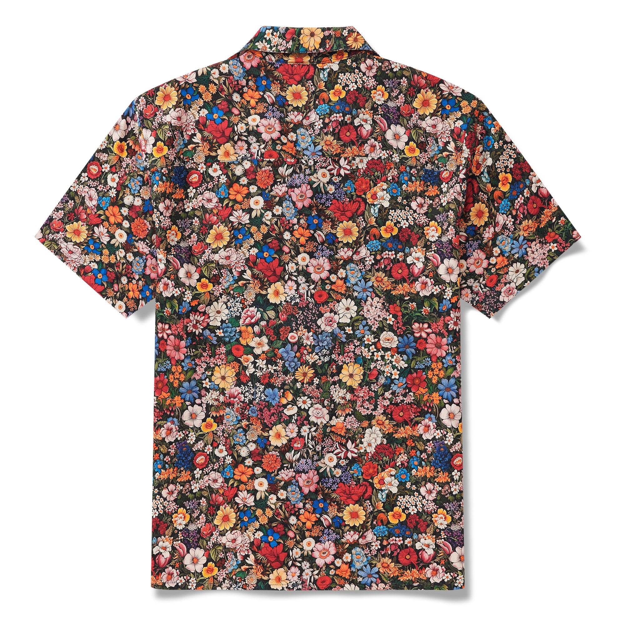 100% Silk Men's Hawaiian Shirt Cold Camp Camp à manches courtes 100% Silk Blue Aloha parmi les fleurs