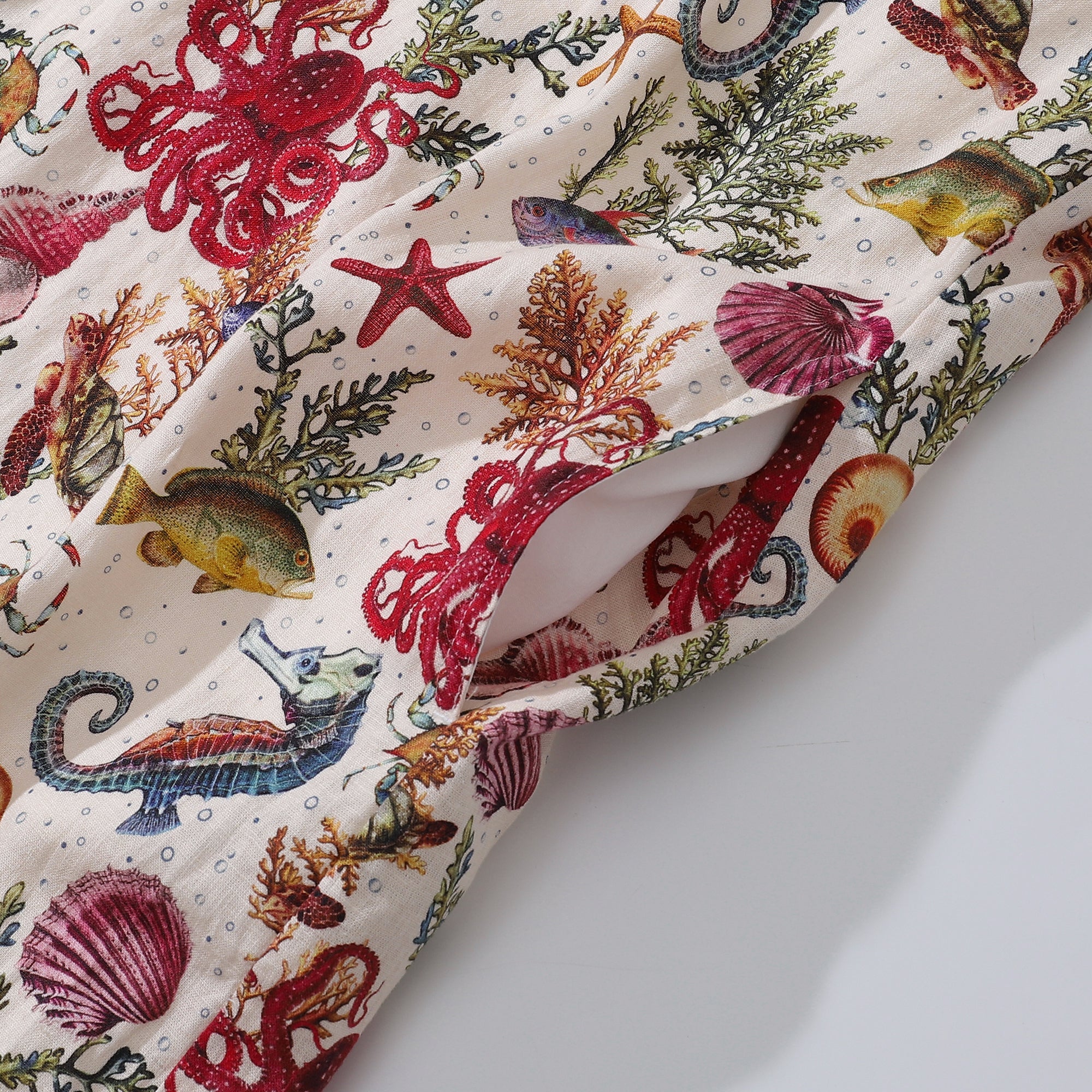 Hawaiian Dress For Women Tropical Vacation Dress Marine Life Seahorse Octopus V-Neck dressesSleeveless Dress Marine Life Dress