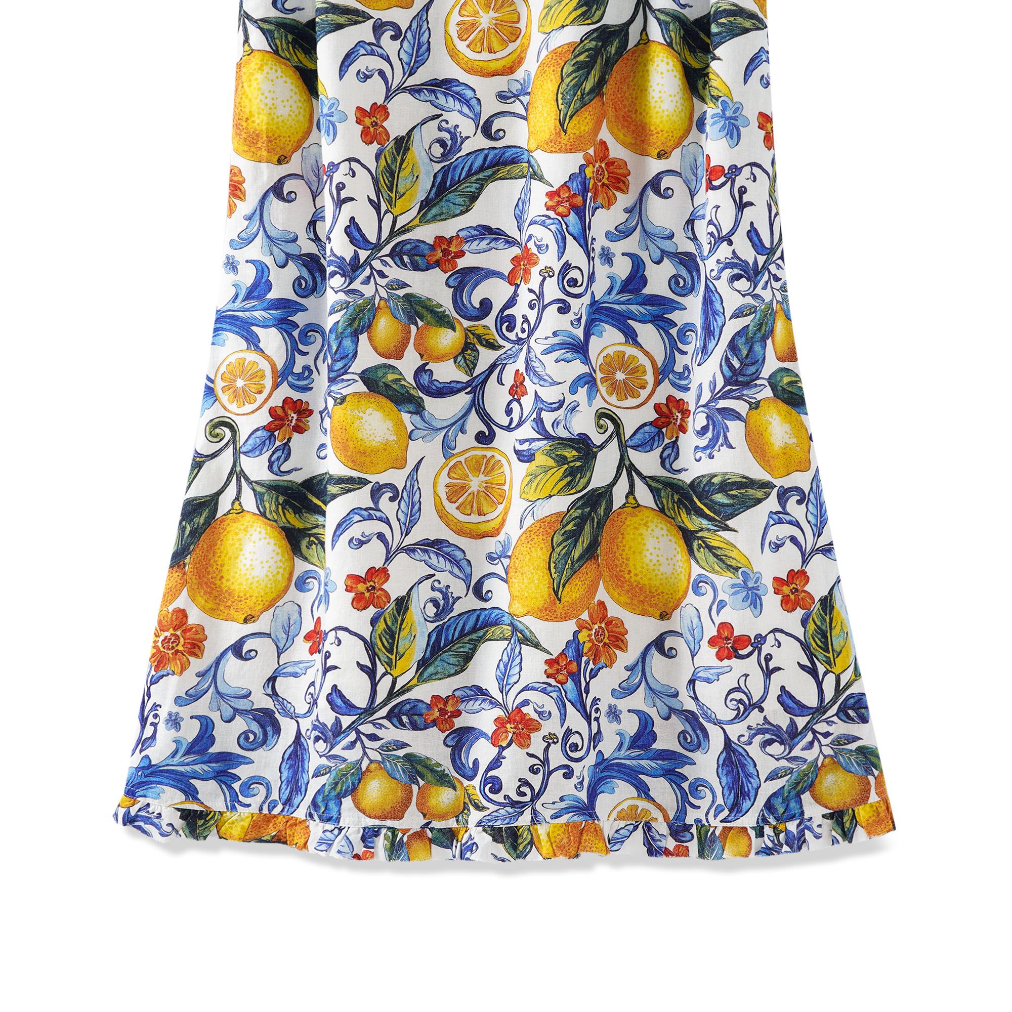 Robe hawaïenne sans manches V-Neck 55% Lin 45% Rayon Bleu Aloha Sicilian Lemon