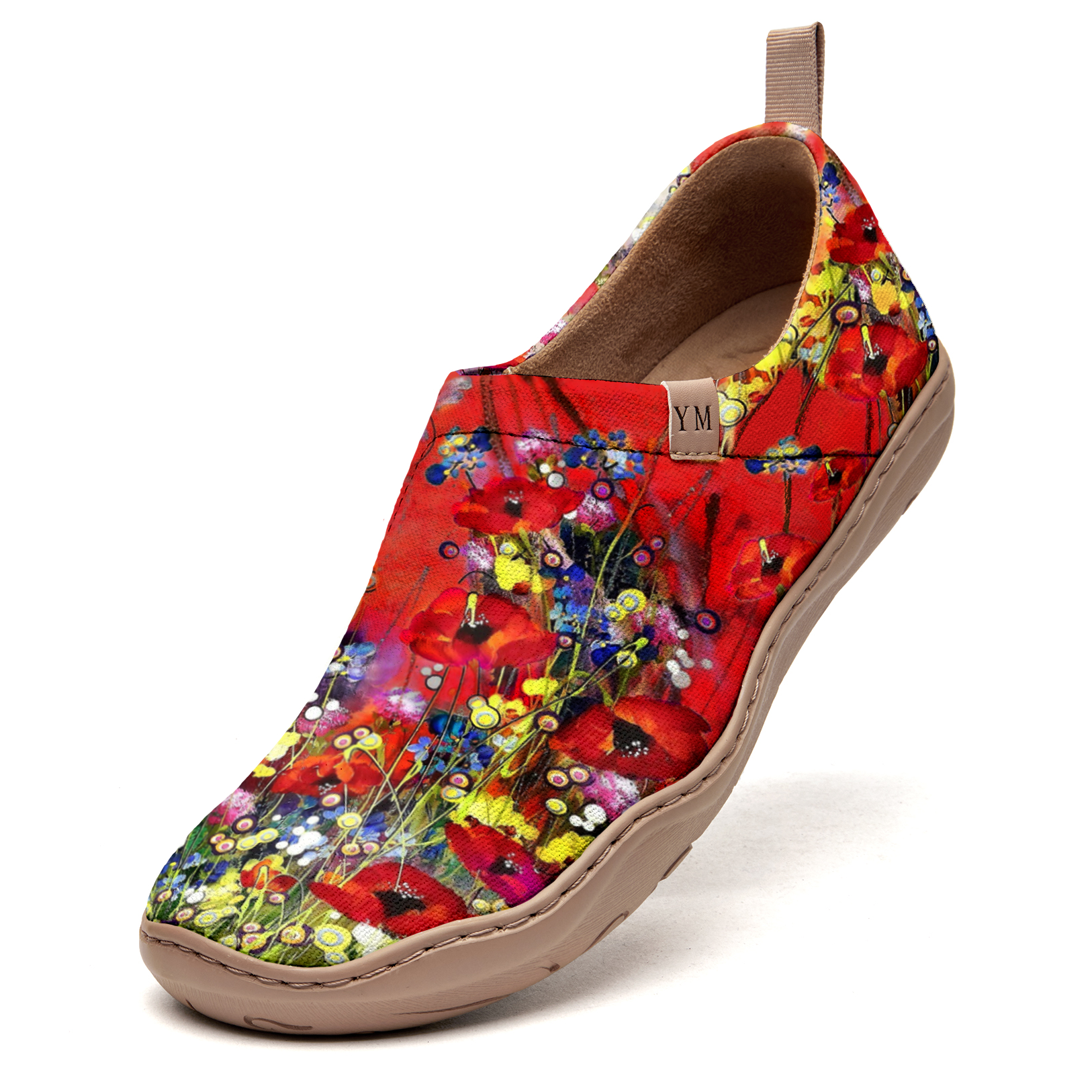 Red Wildflower Leather Women's Sandals