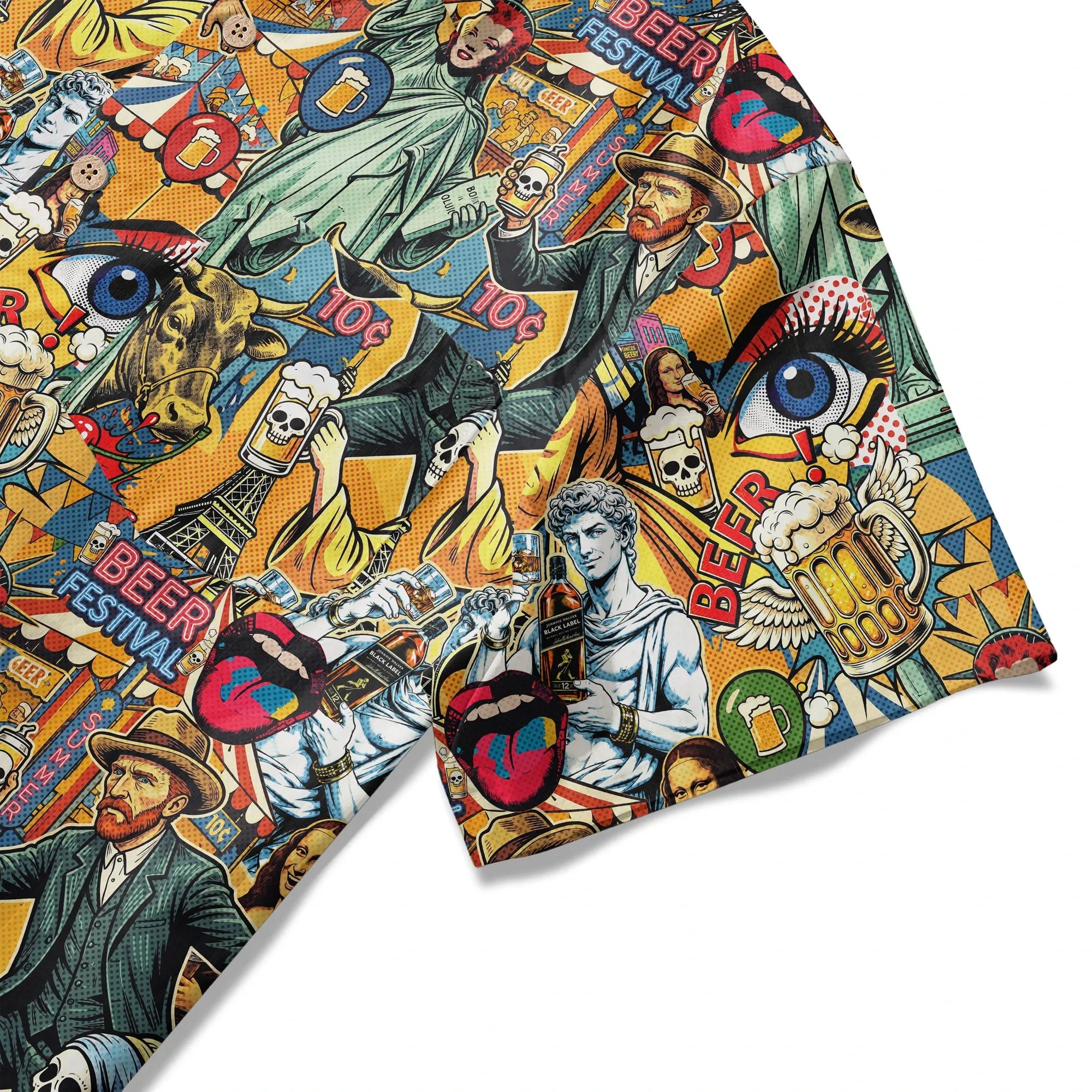 LeosWare men's Hawaiian shirt, art-inspired beer theme
