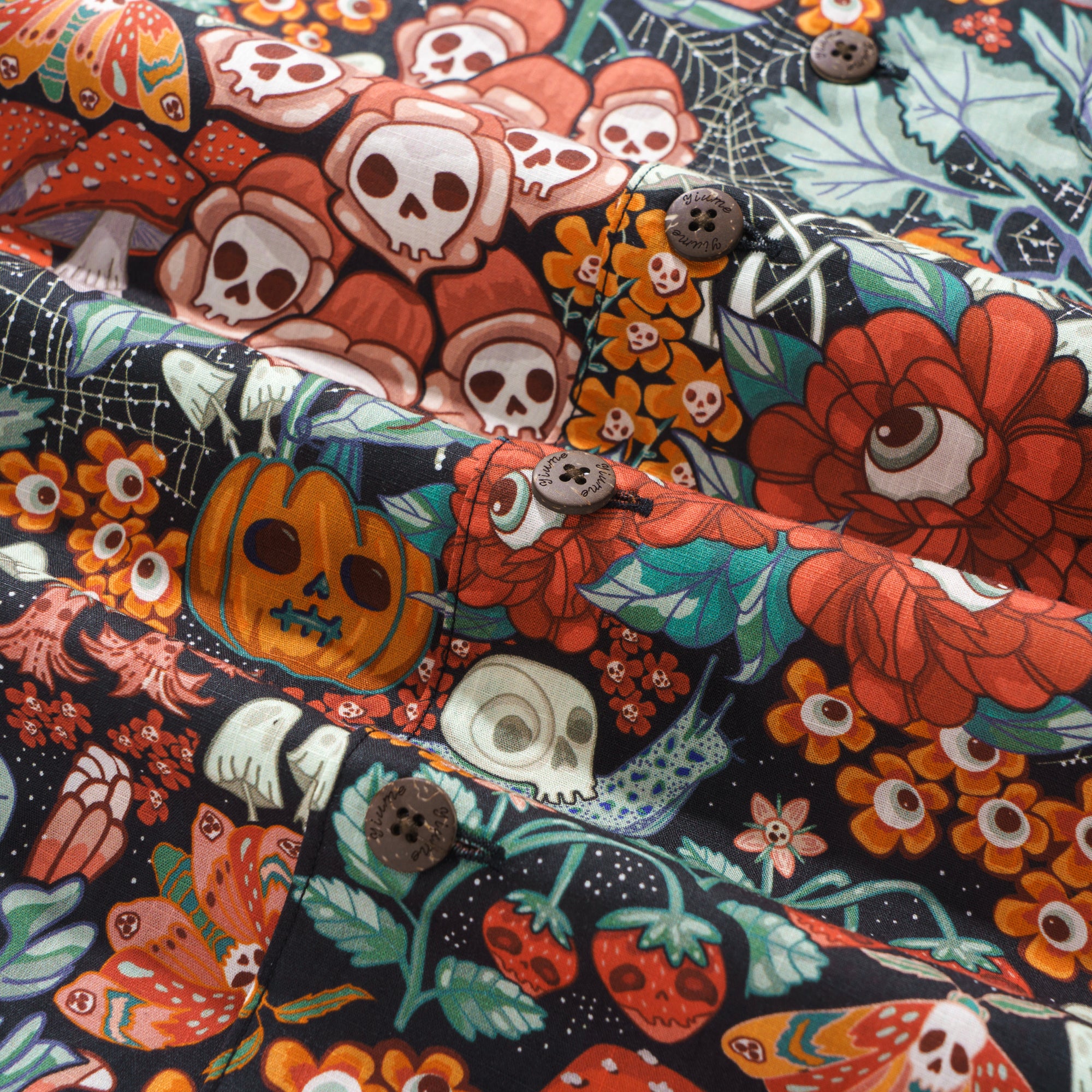 100% Cotton Hawaiian Shirt For Men Halloween Cottage Garden By Bienvenido Colorido Camp Collar Aloha Shirt