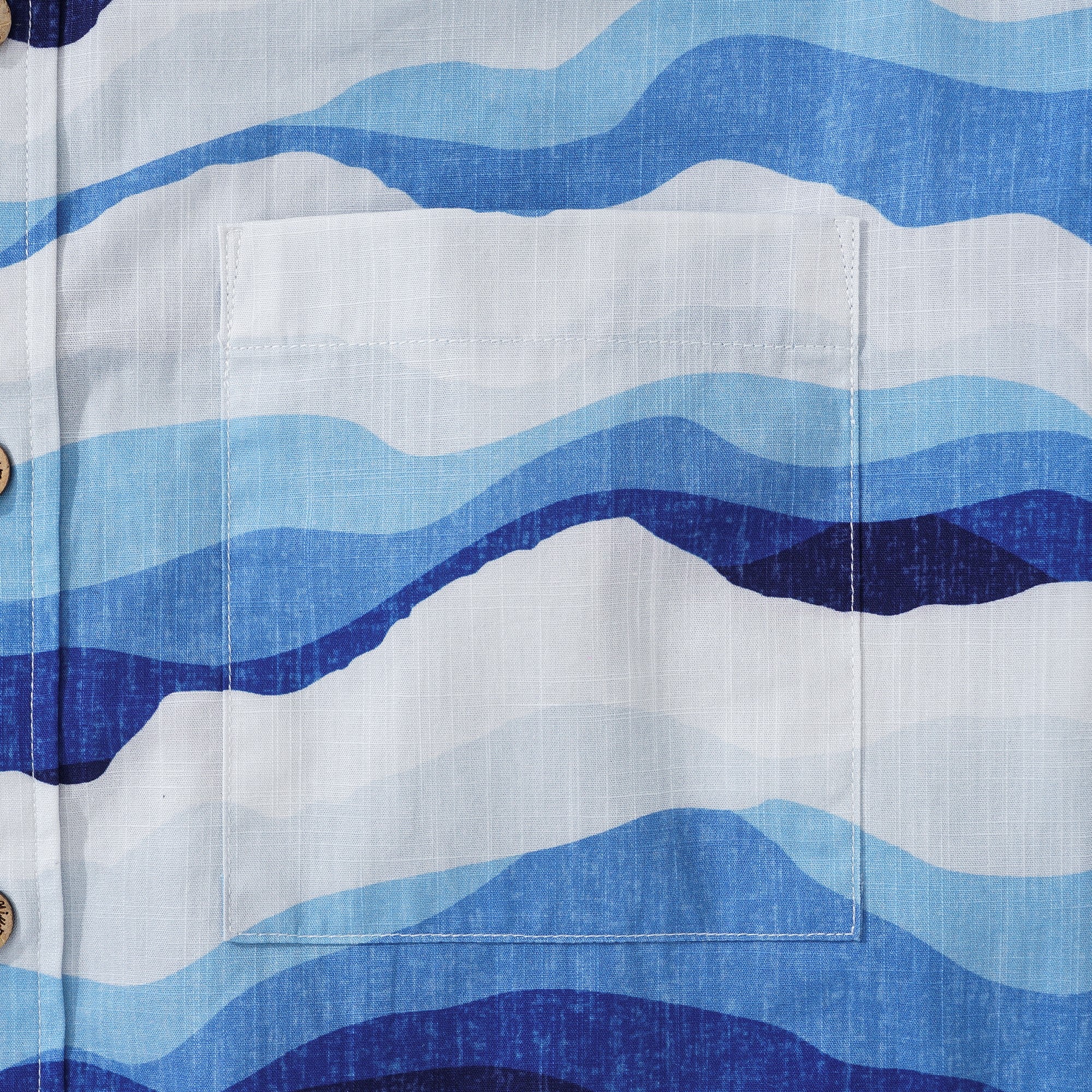 Herren-Hawaiian-Hemd Kurzärmel Button 100% Baumwollblau Aloha Mountain and Sea