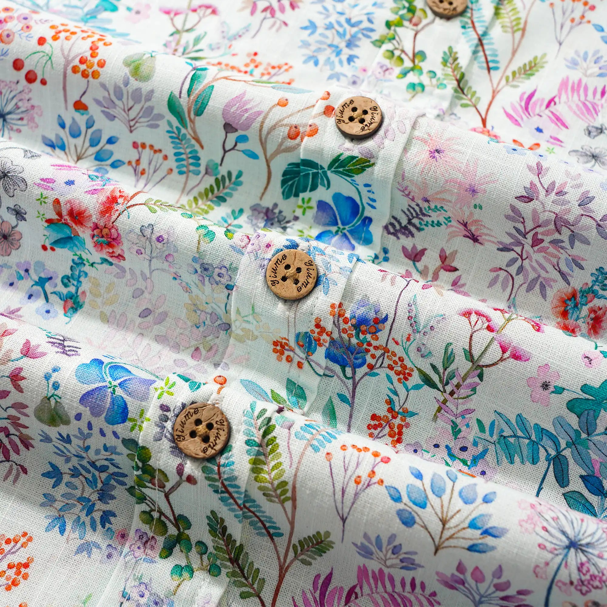 Men's Hawaiian Shirt Long Sleeve Button-down 100% Cotton Aloha Botanical Haven