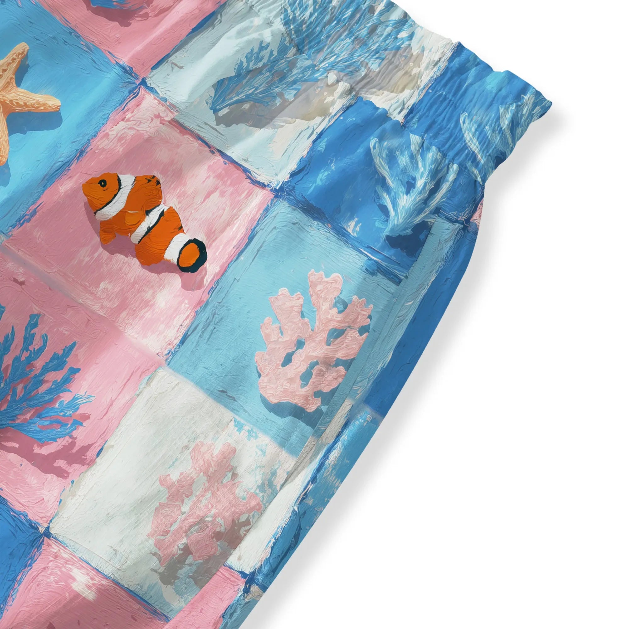 Close-up of coral and fish pattern on Women's Palazzo Pants