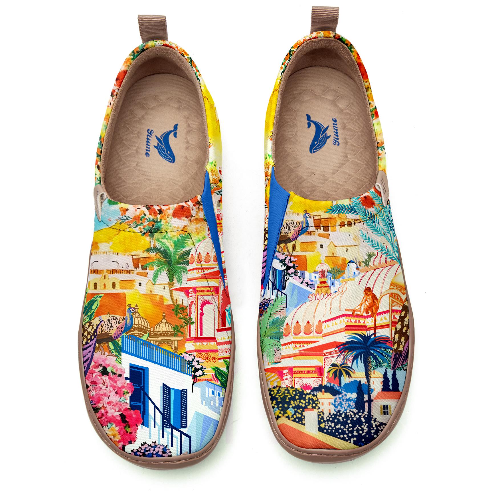 Yiume Women's Art Slip-On Casual Canvas Shoes Oil Painting Landscape Painted,100% Cotton Hawaiian Art-inspired Landscape Painting