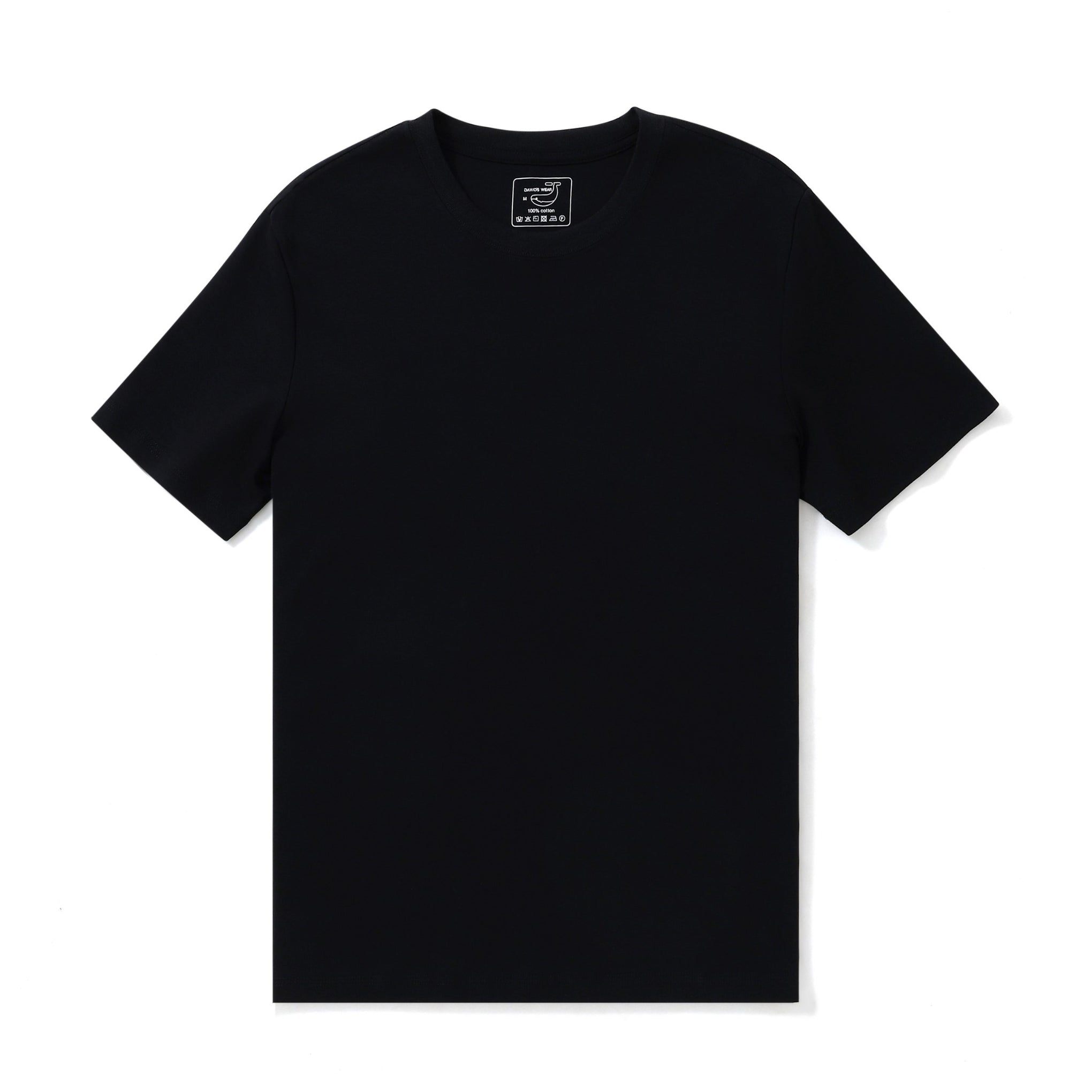 Stain-proof Crew Neck Black Short Sleeve Basic Tee Shirt Stain-proof Basic Tee Black