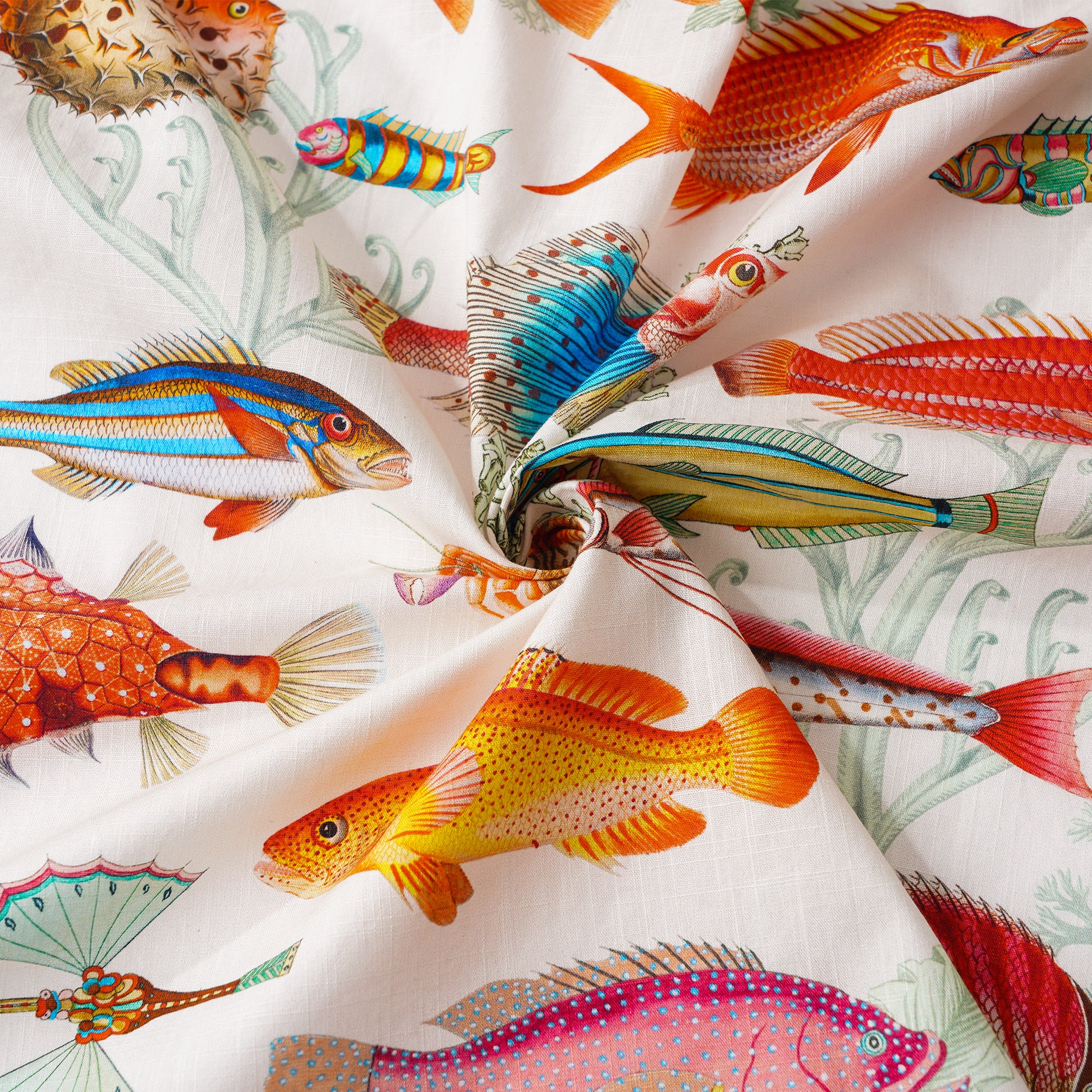 Chemise Yiume pour hommes à motif de poissons tropicaux 100 % coton, chemise hawaïenne à manches courtes, à boutons, couleur beige, chemise Aloha.