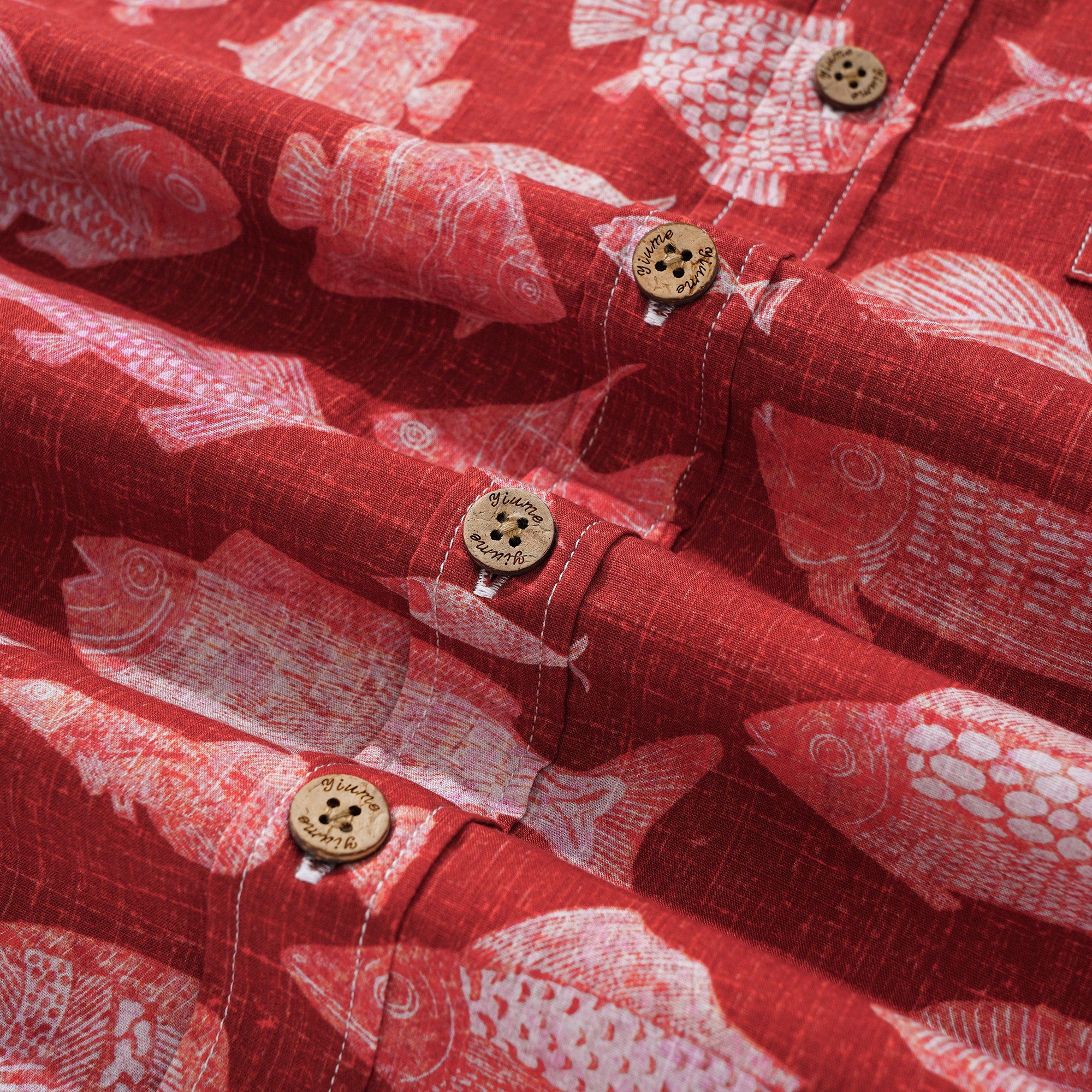 Chemise hawaïenne à poisson rouge masculin 100% coton bouton-mouton à manches courtes à manches courtes pour cadeau