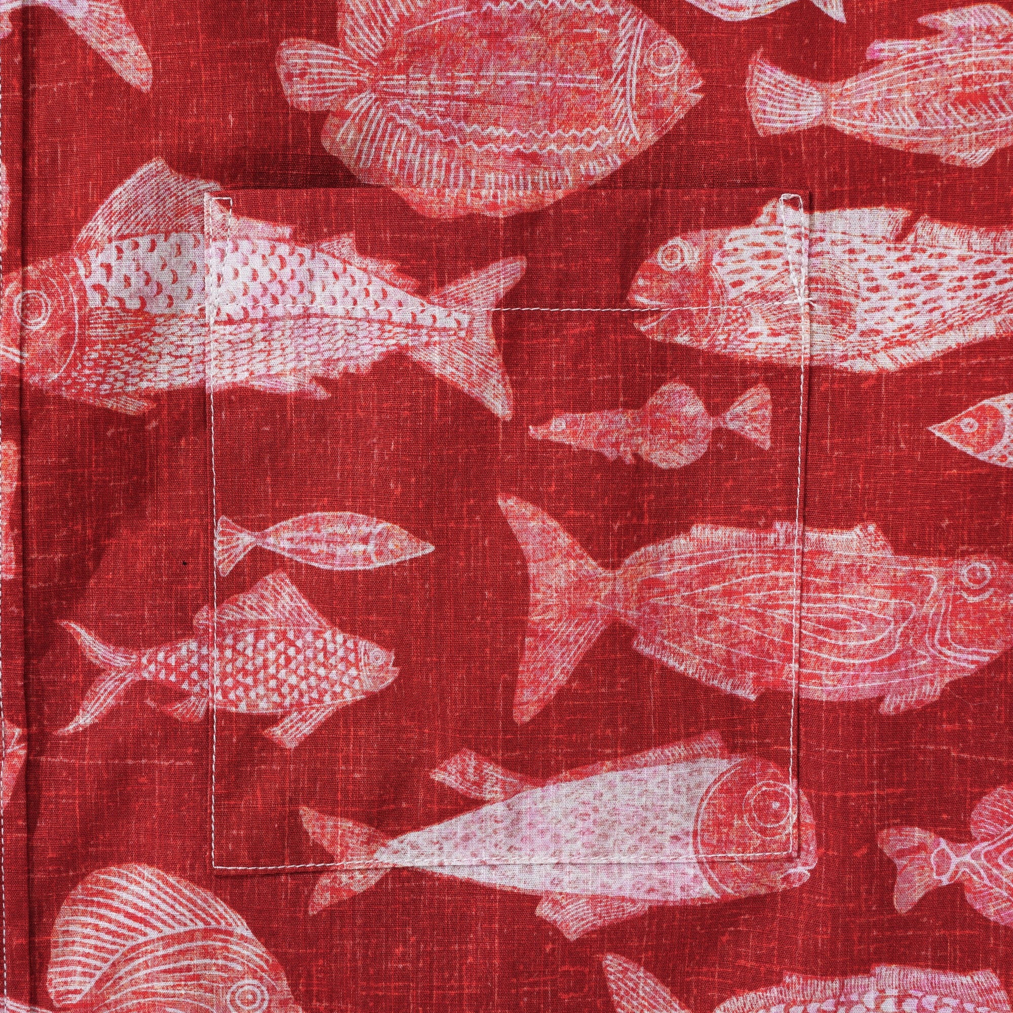 Chemise hawaïenne à poisson rouge masculin 100% coton bouton-mouton à manches courtes à manches courtes pour cadeau