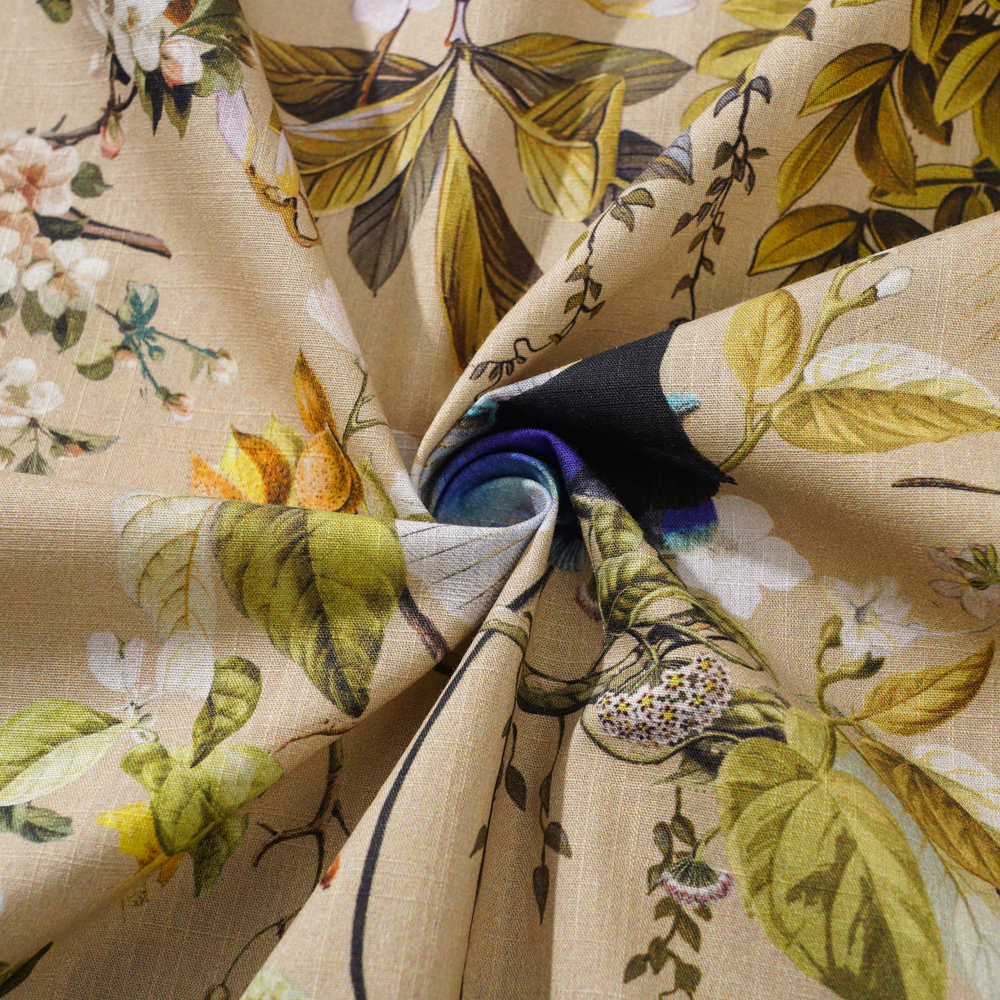 Men's Hawaiian Shirt Short Sleeve Camp Collar 100% Cotton Beige Aloha Shirt