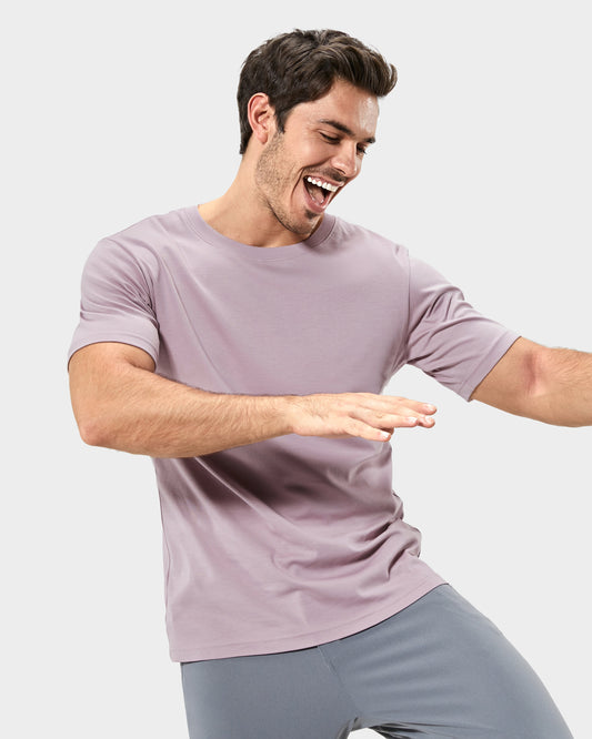 Basicsbeyond™ Hawaiian Tee For Men Stain proof T-shirt Crew Neck 100% Cotton - PURPLE Stain Proof Tee - Purple