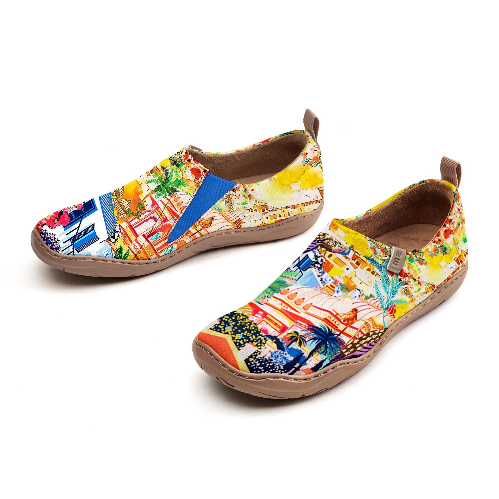 Yiume Women's Art Slip-On Casual Canvas Shoes Oil Painting Landscape Painted,100% Cotton Hawaiian Art-inspired Landscape Painting