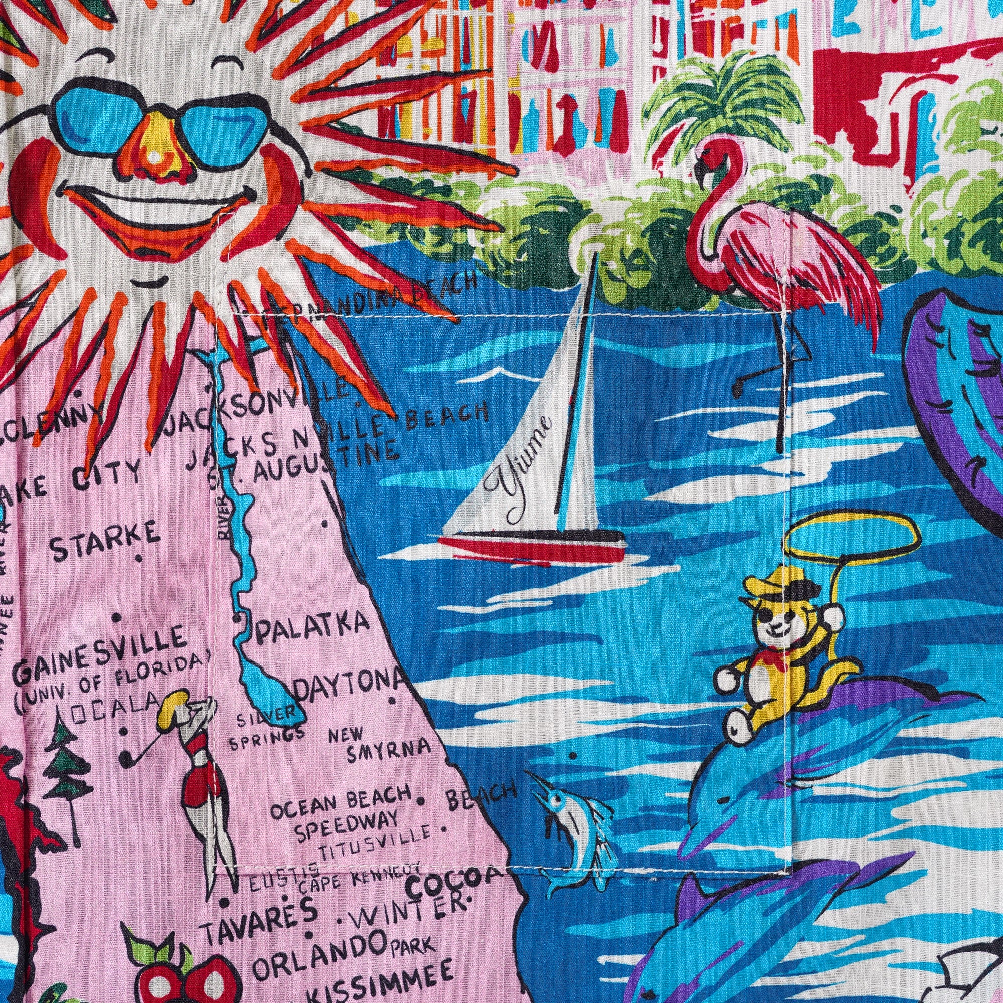 Men's Hawaiian Shirt Short Sleeve Button-down 100% Cotton Blue Aloha Florida Sunshine Coast