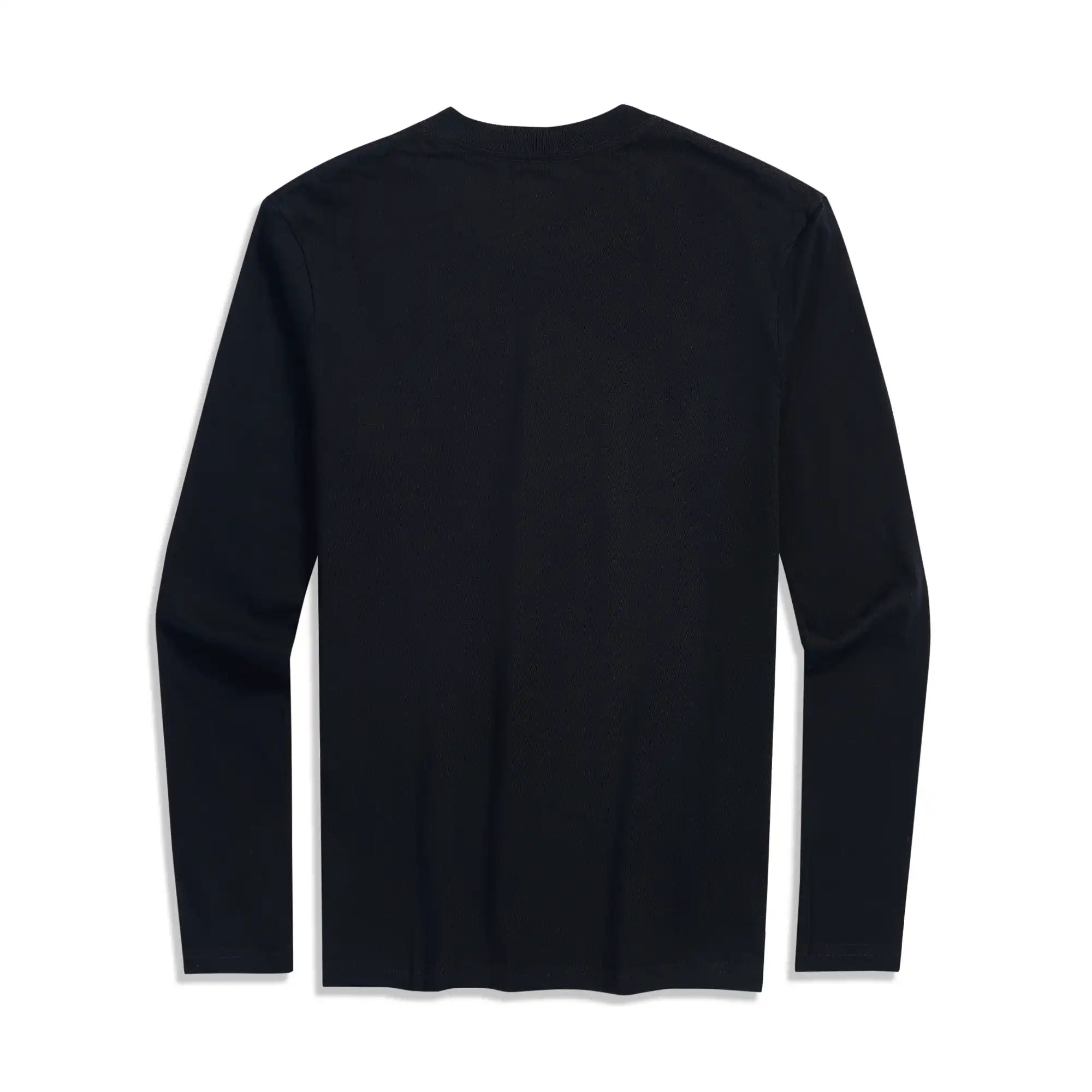 Long Sleeve Tee Shirt Crew Neck 100% Cotton Solid Color - Black