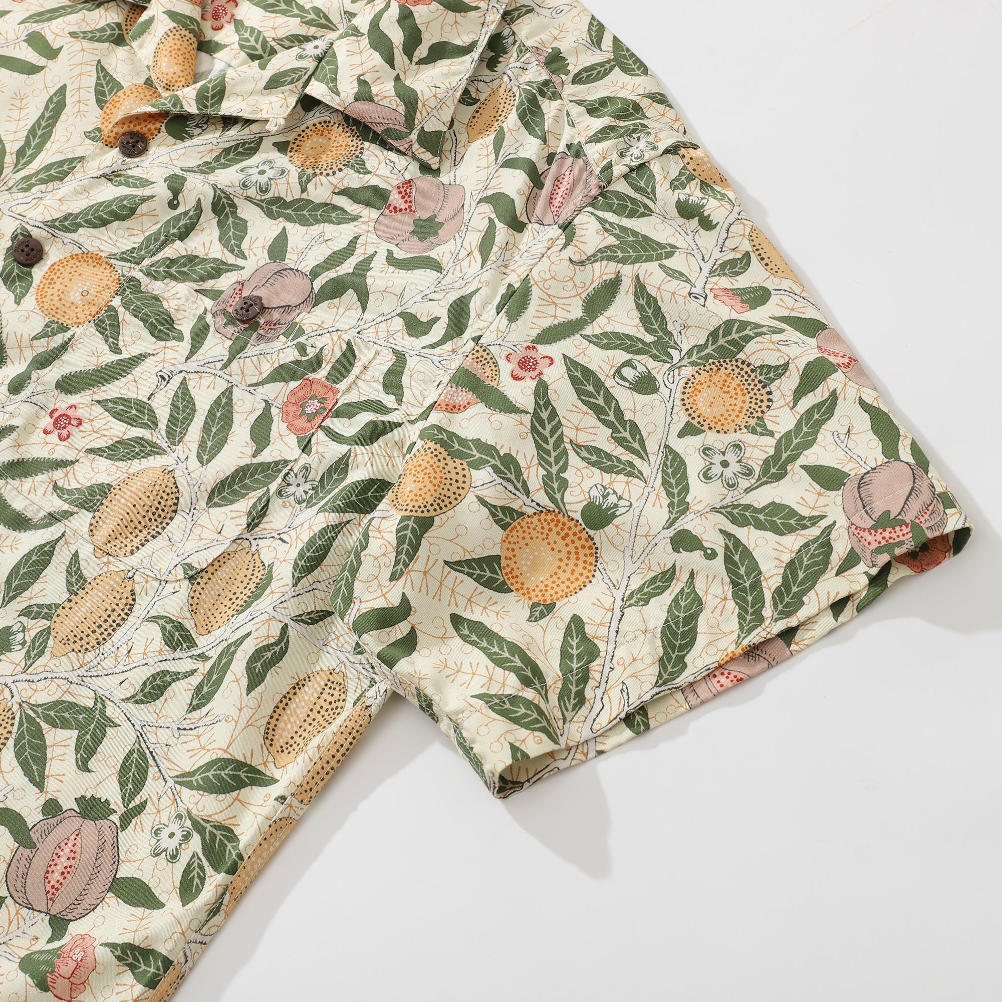Fruit Hawaiian Shirt For Men William Morris Designer Shirt Tencel™ Pomegranate (tencel™)