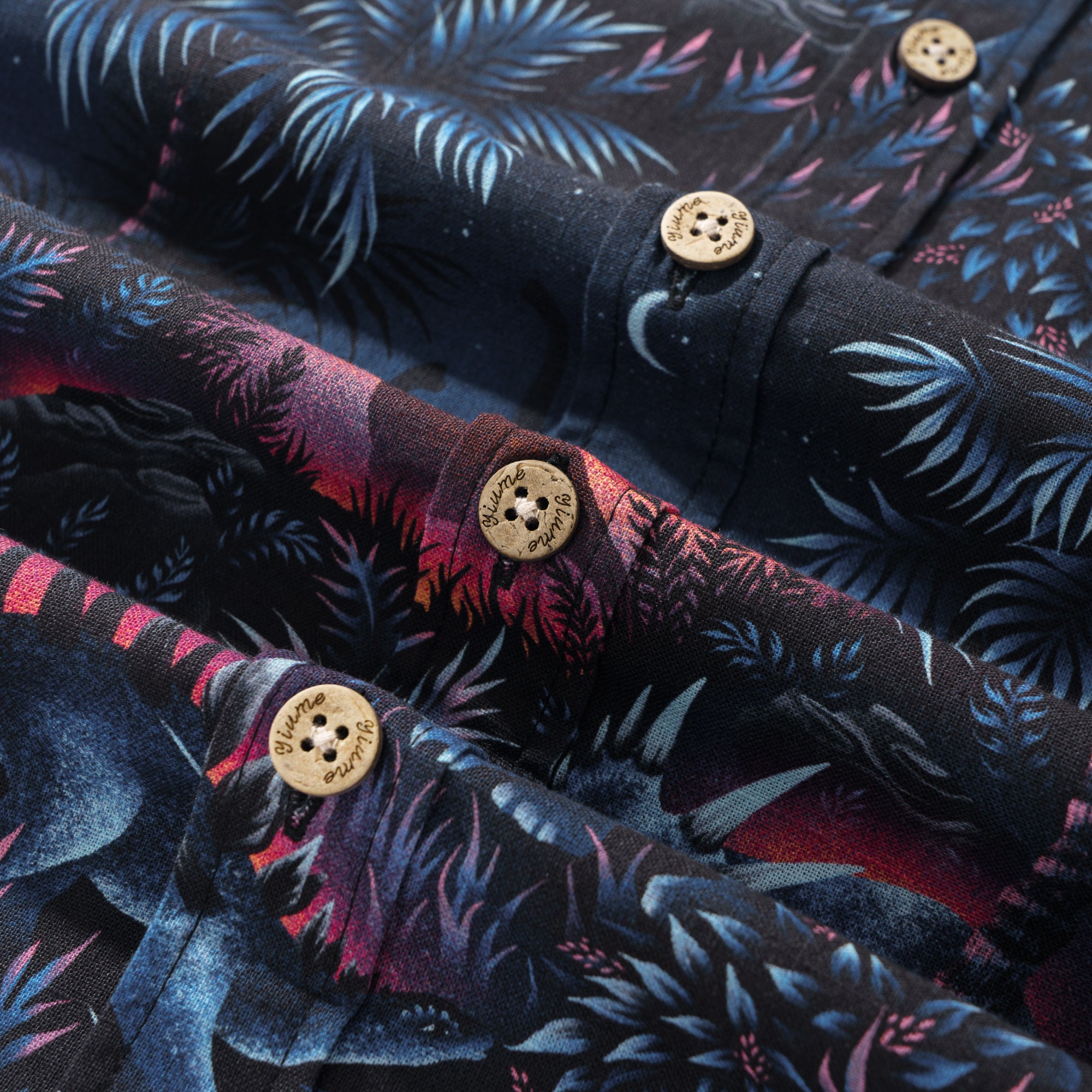 Men's Hawaiian Shirt Dinosaur Lagoon By Andrea Muller Cotton Button-down Long Sleeve Aloha Shirt