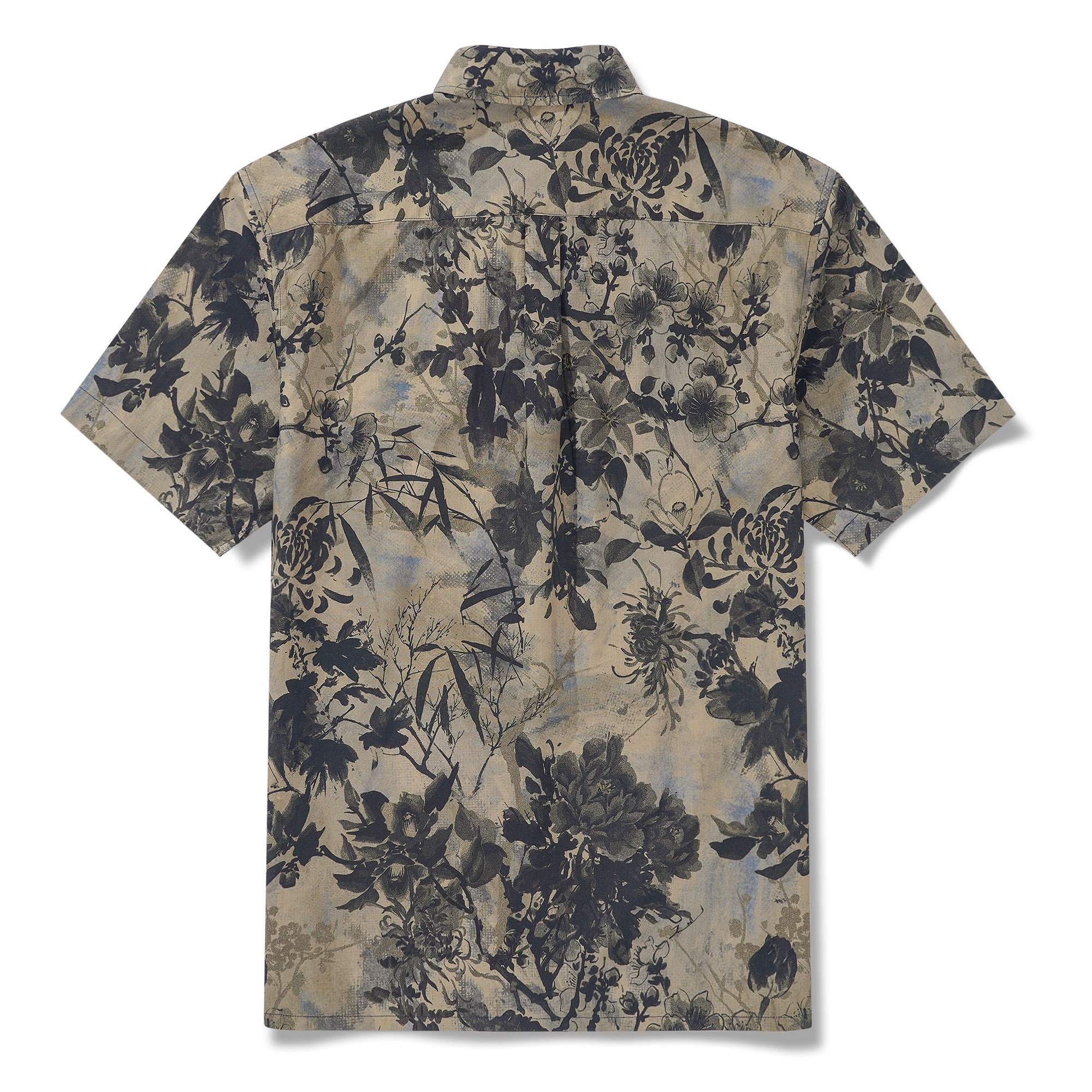 Men's Hawaiian Shirt Short Sleeve Button-down 100% Cotton Brown Aloha Shirt