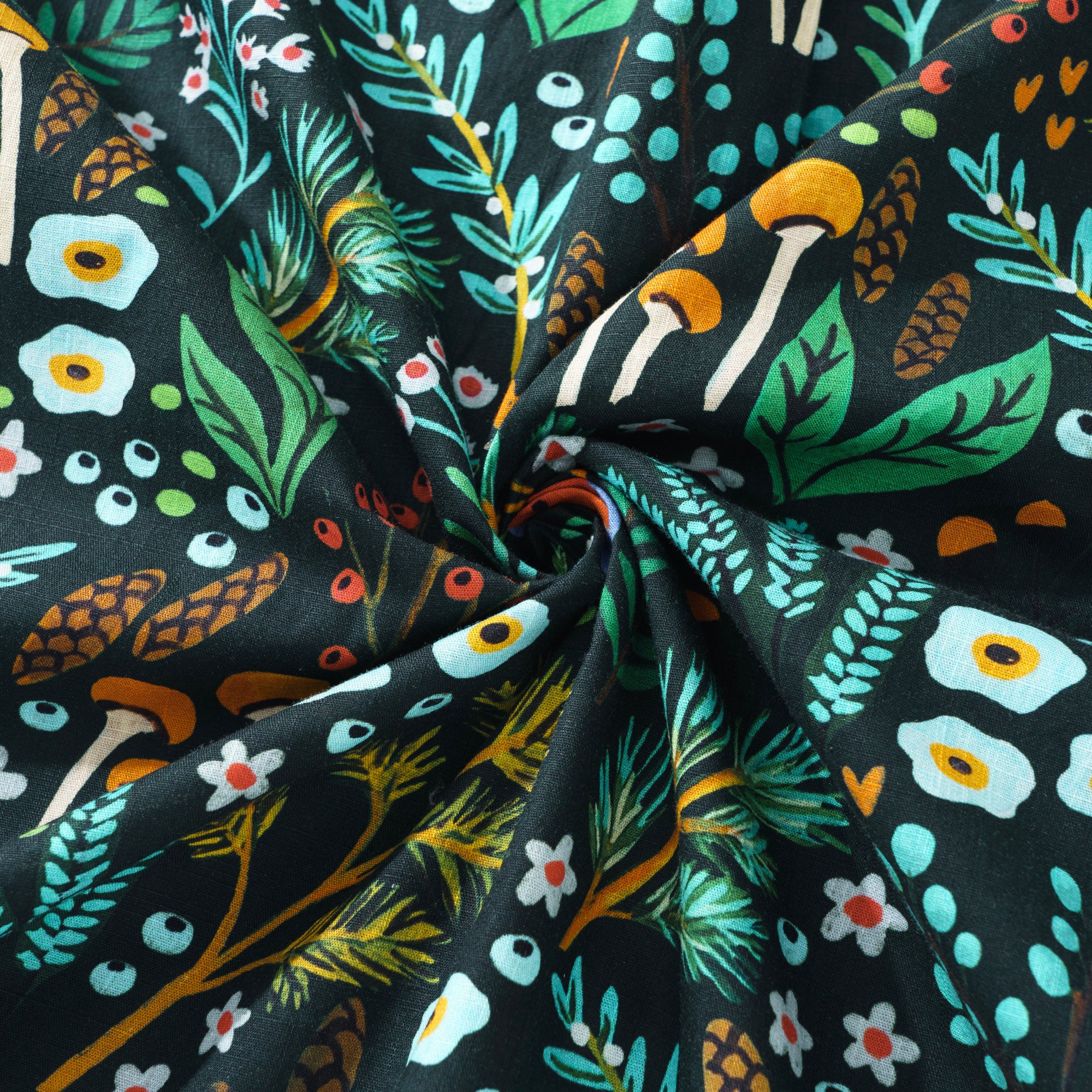 Woodland Walk von Shelley Aldrich 100% Baumwolle Herren Aloha Hawaiian Kurzarm Hemd mit Knöpfen