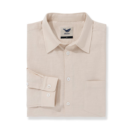 Men's Hawaiian shirt, Riviera Holiday, light khaki, linen blend