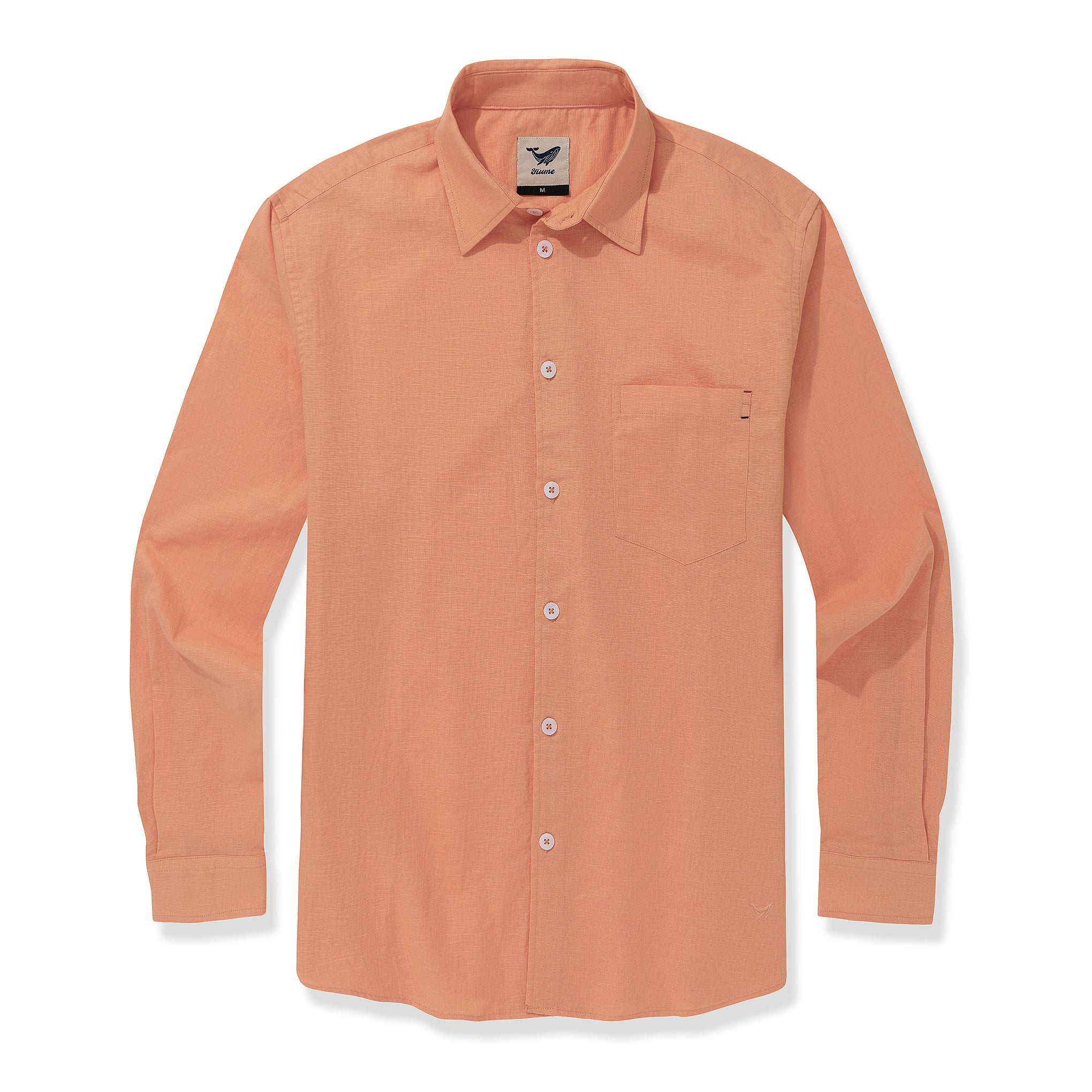 Hawaiian Shirt For Men Riviera Holiday Pointed Collar Long Sleeve Shirt - Light Orange Riviera Holiday - Light Orange