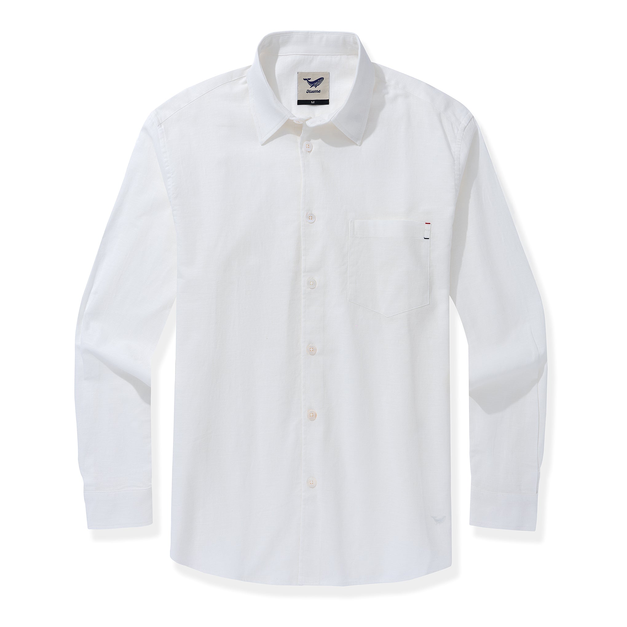 Hawaiian Shirt für Herren Riviera Urlaub Spitzkragen Langarmshirt - Weiß