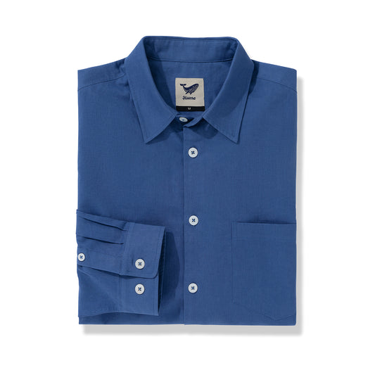 Hawaiian Shirt For Men Riviera Holiday Pointed Collar Long Sleeve Shirt - Royal Blue Riviera Holiday - Royal Blue