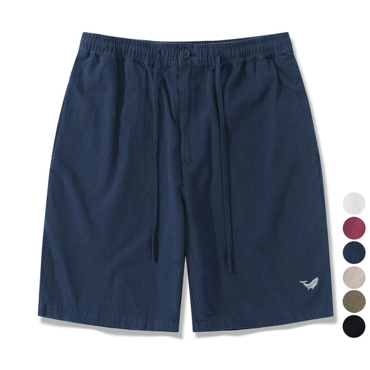 Linen Shorts For Men Mid-Rise Straight Bermuda 8-10 Inch 5-Pocket Shorts - NAVY BLUE Version 3.0 5-pocket - Navy Blue Version 3.0