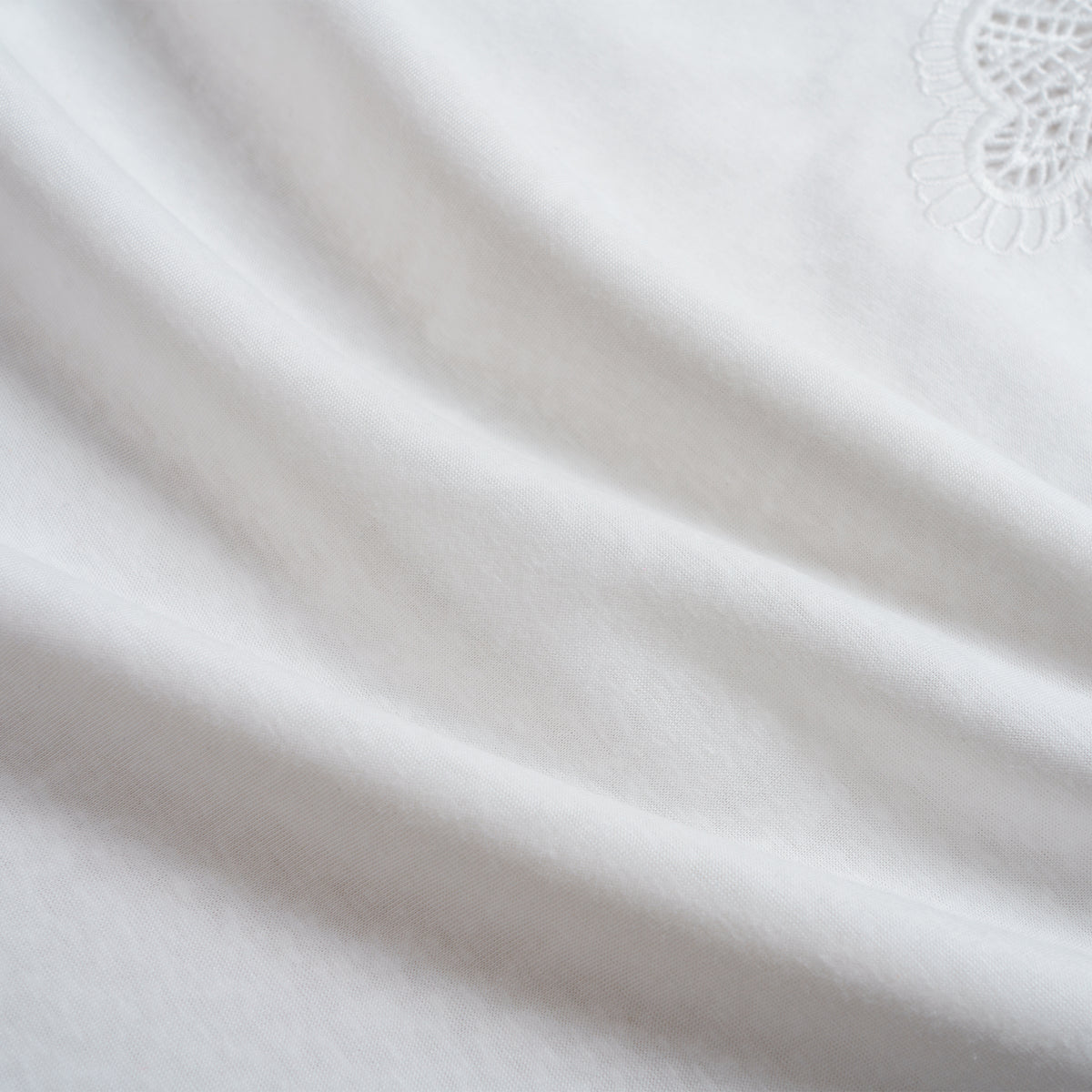 White Viscose Blend Lace Trim Top by Yiume