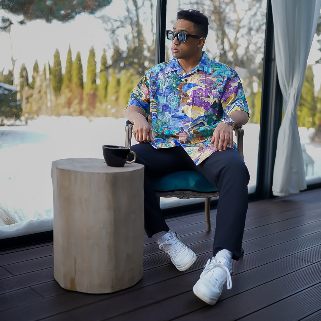 1950年代レトロハワイメンズシャツレトロ和風ビューシャツ