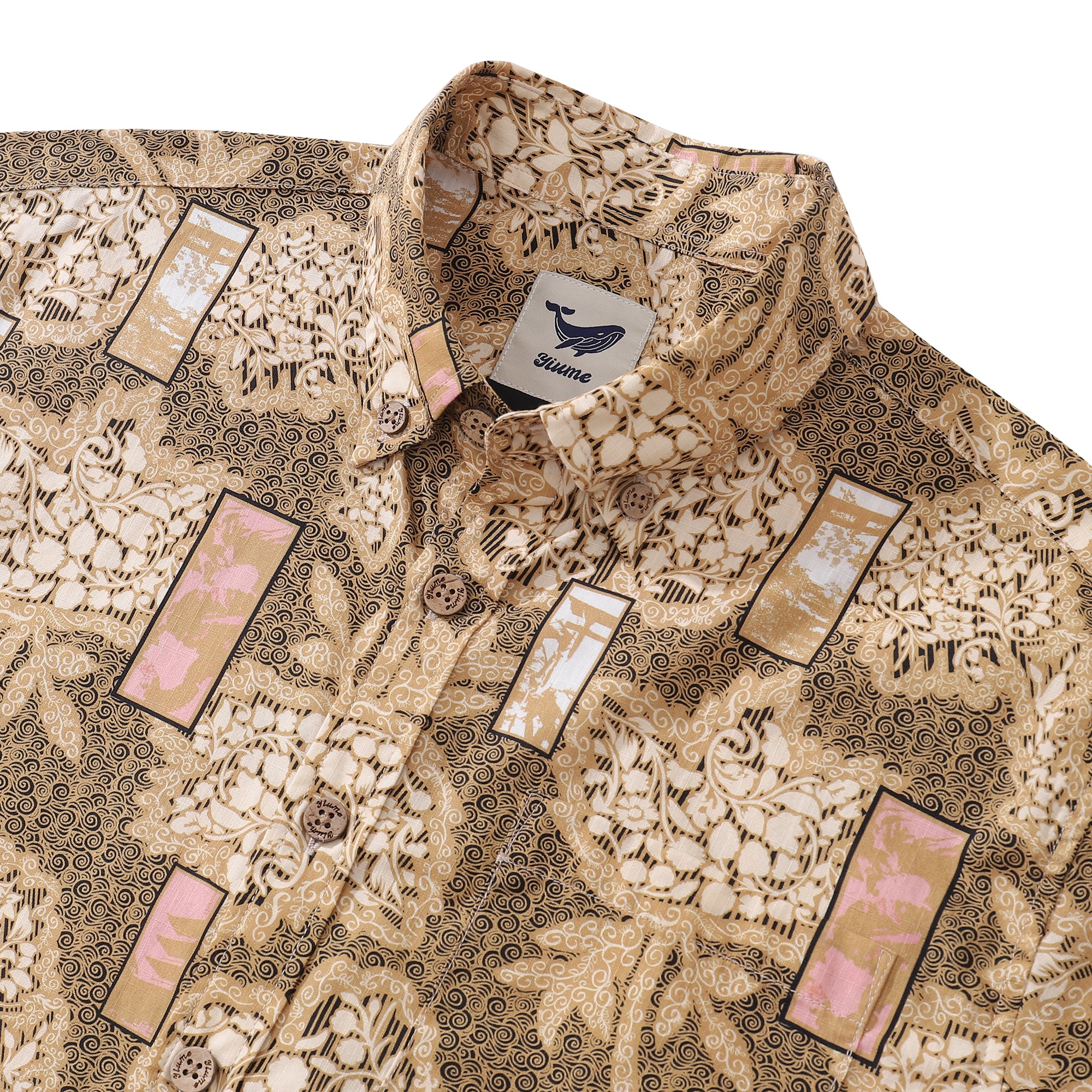 Men's Hawaiian Shirt Good Fortune Has Come Cotton Button-down Short Sleeve Aloha Shirt