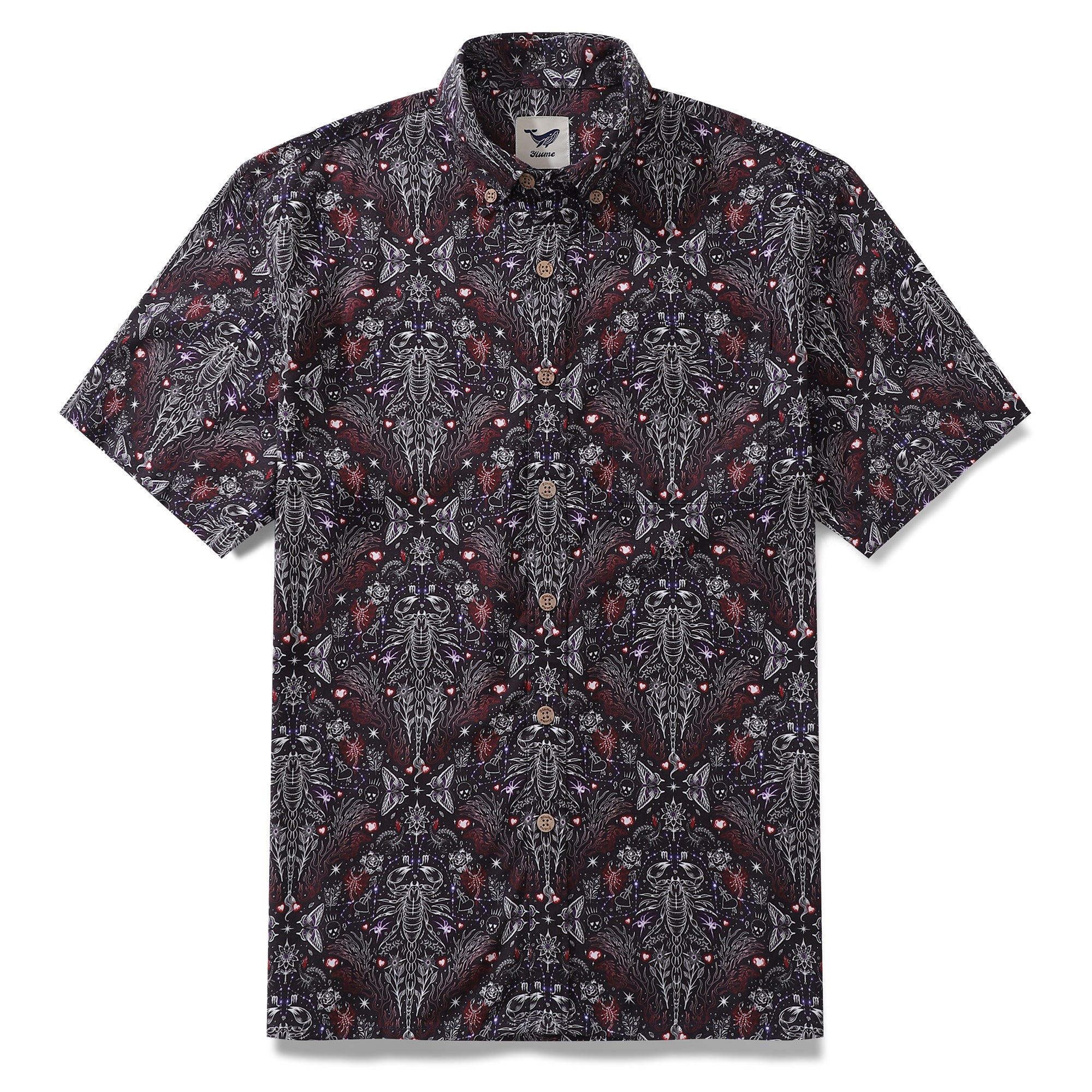 Men's Hawaiian Shirt Scorpio Print Tencel™ Button-down Short Sleeve Cotton Aloha Shirt