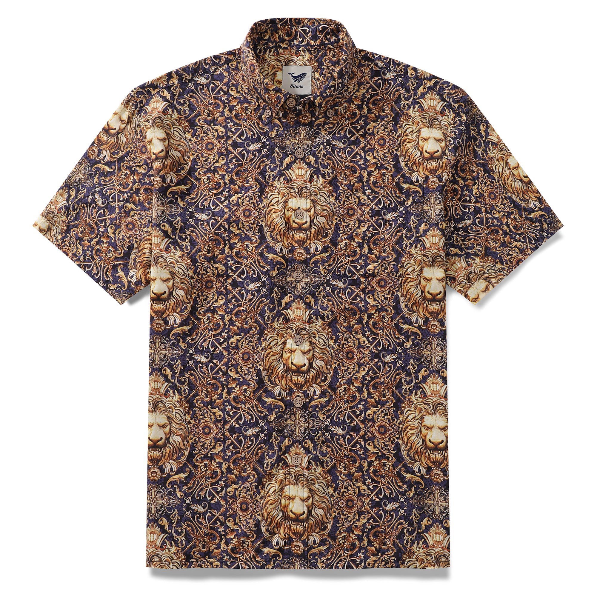 Men's Hawaiian Shirt Leo Print Tencel™ Button-down Short Sleeve Aloha Shirt