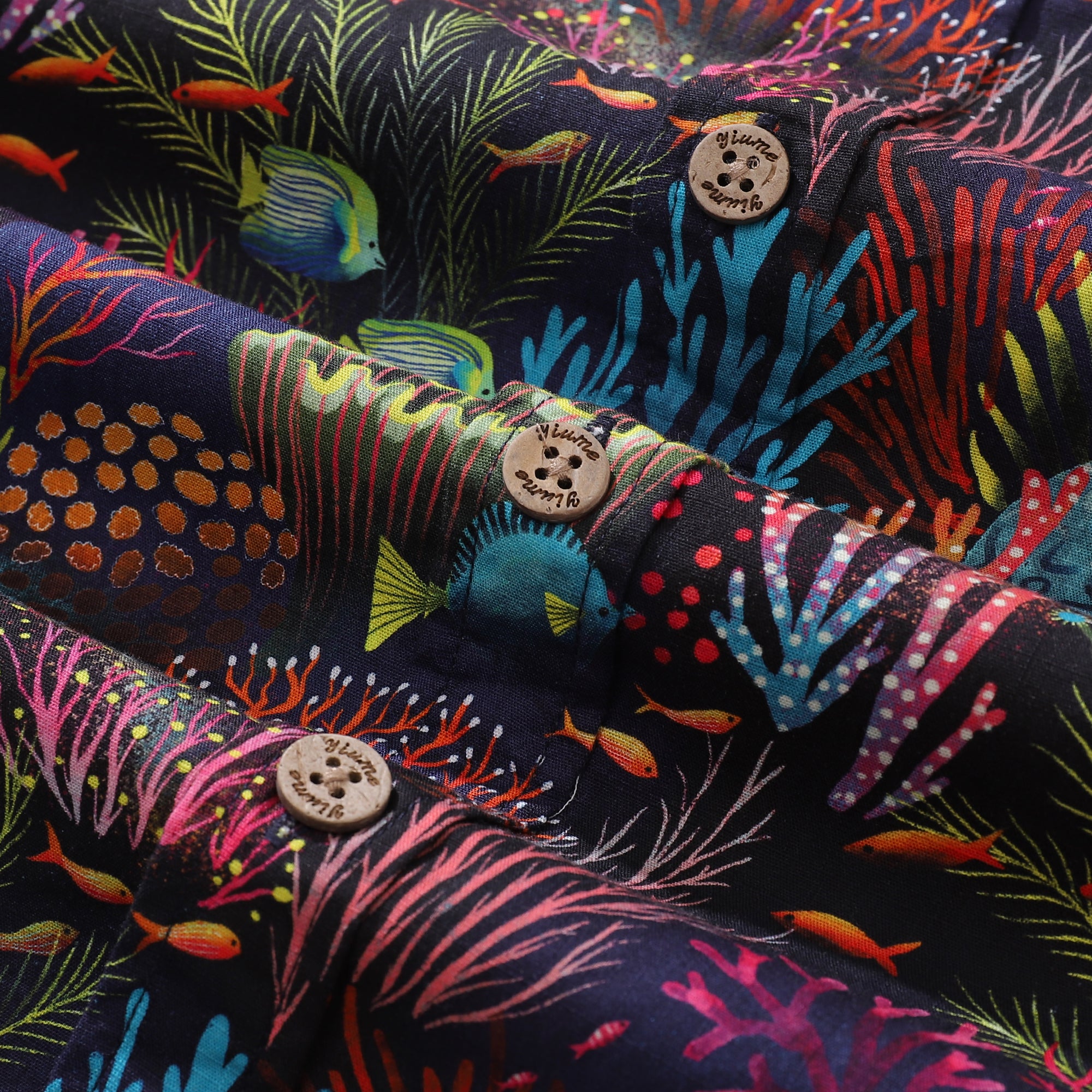 Chemise hawaïenne pour homme à manches courtes, chemise de poisson, chemise en coton de récif corallien pour la plage.