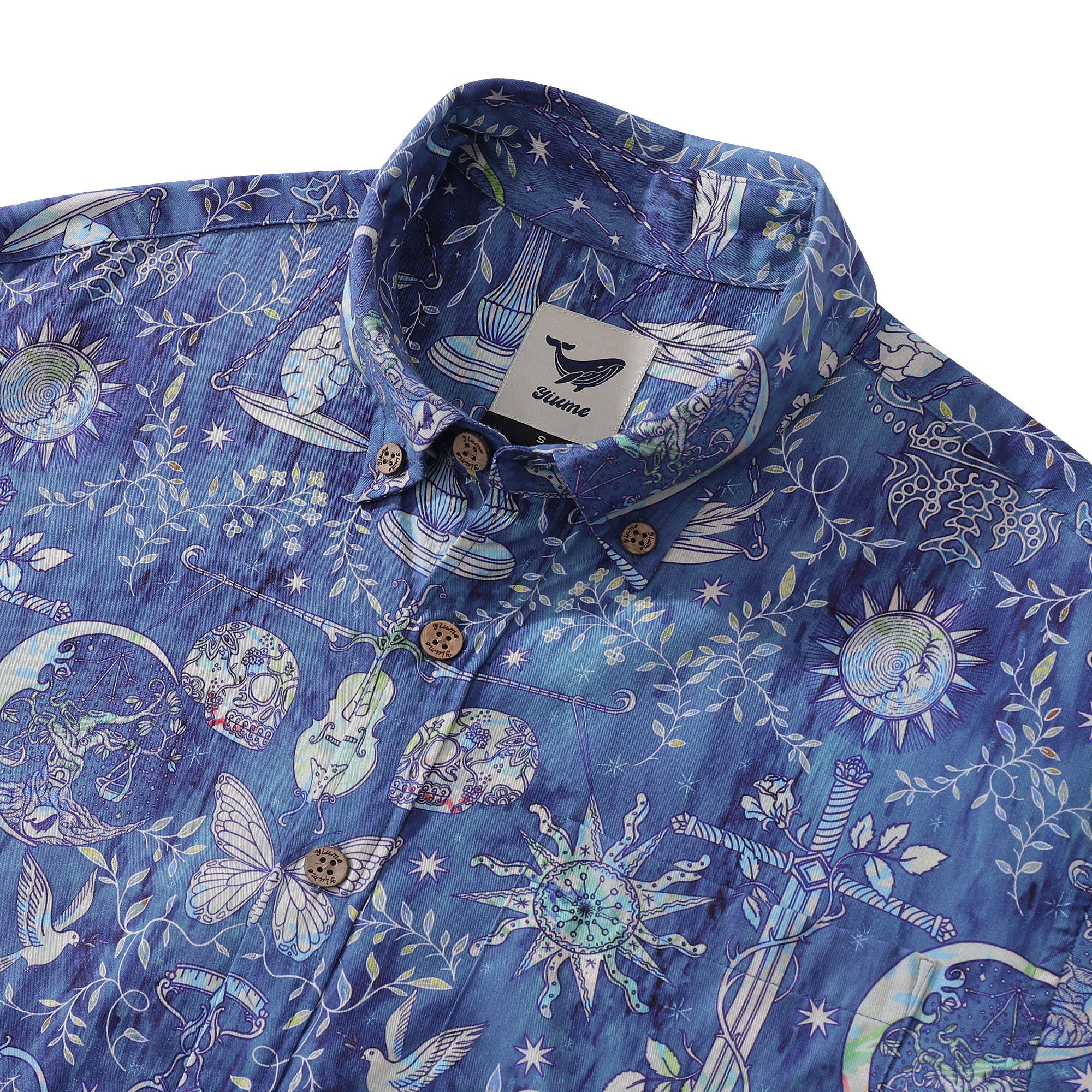 Men's Hawaiian Shirt Libra Print Tencel™ Button-down Short Sleeve Aloha Shirt
