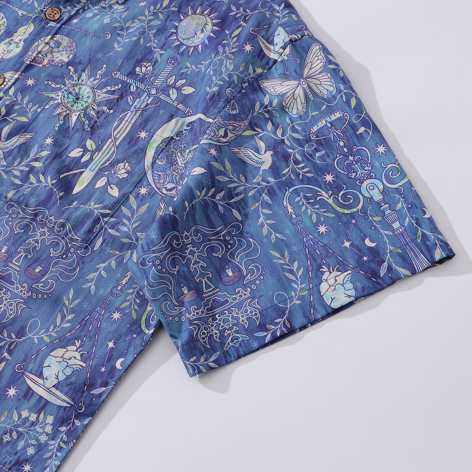 Men's Hawaiian Shirt Libra Print Tencel™ Button-down Short Sleeve Aloha Shirt