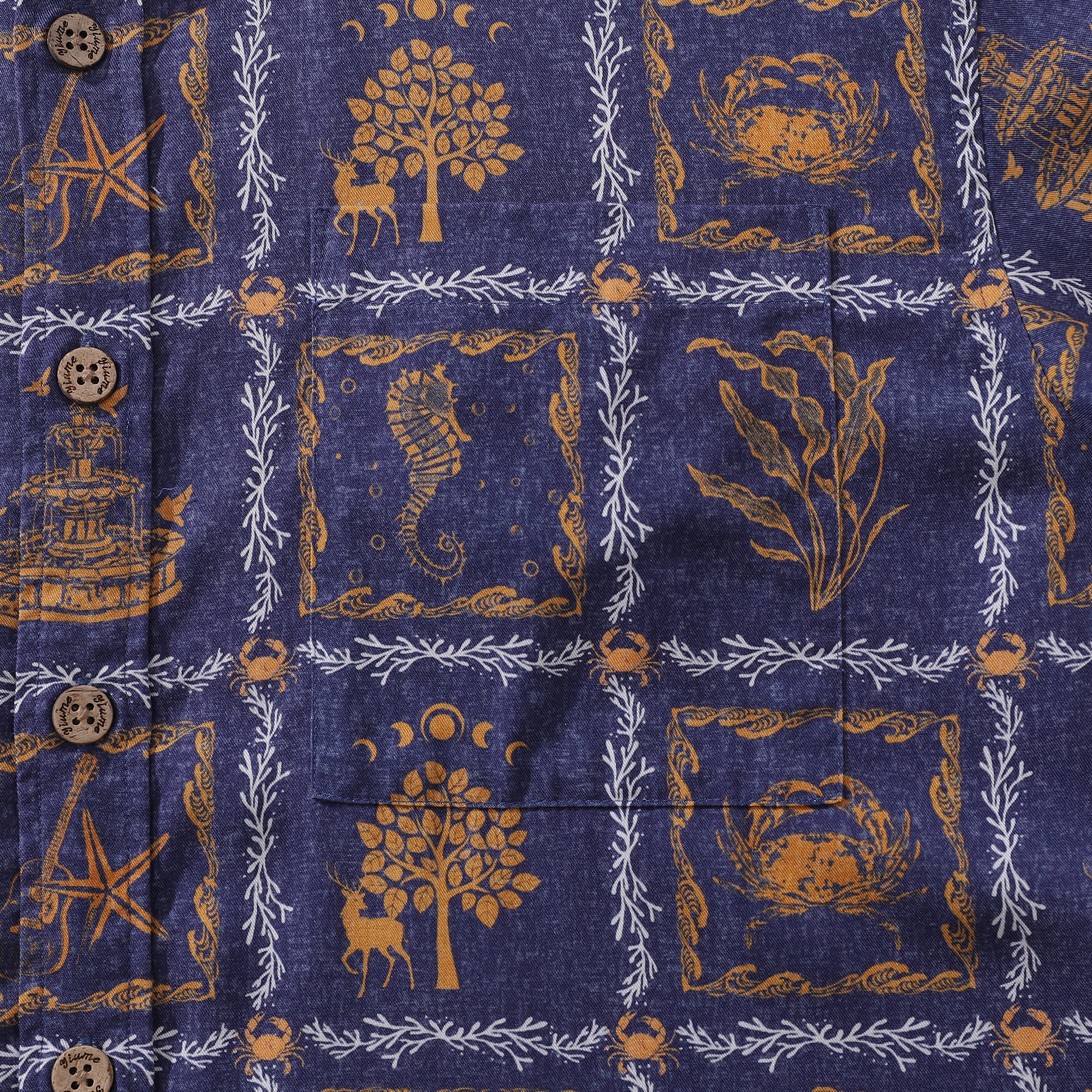 Herren Hawaiian Shirt Krebsdruck Tencel™ Button-down Kurzarm Aloha Shirt