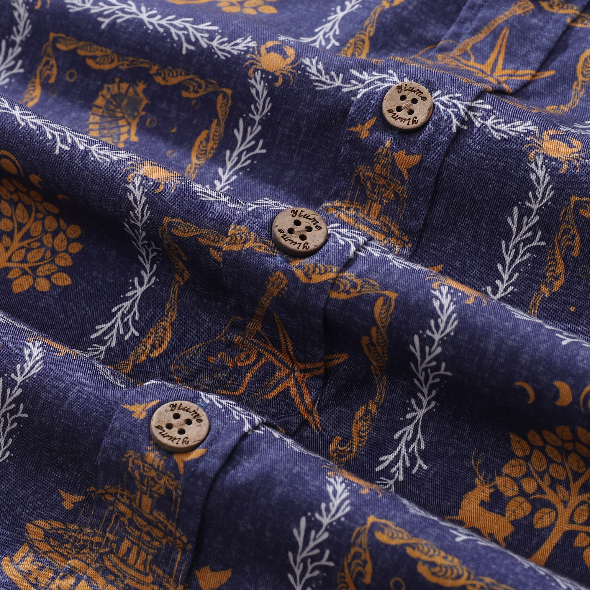 Herren Hawaiian Shirt Krebsdruck Tencel™ Button-down Kurzarm Aloha Shirt