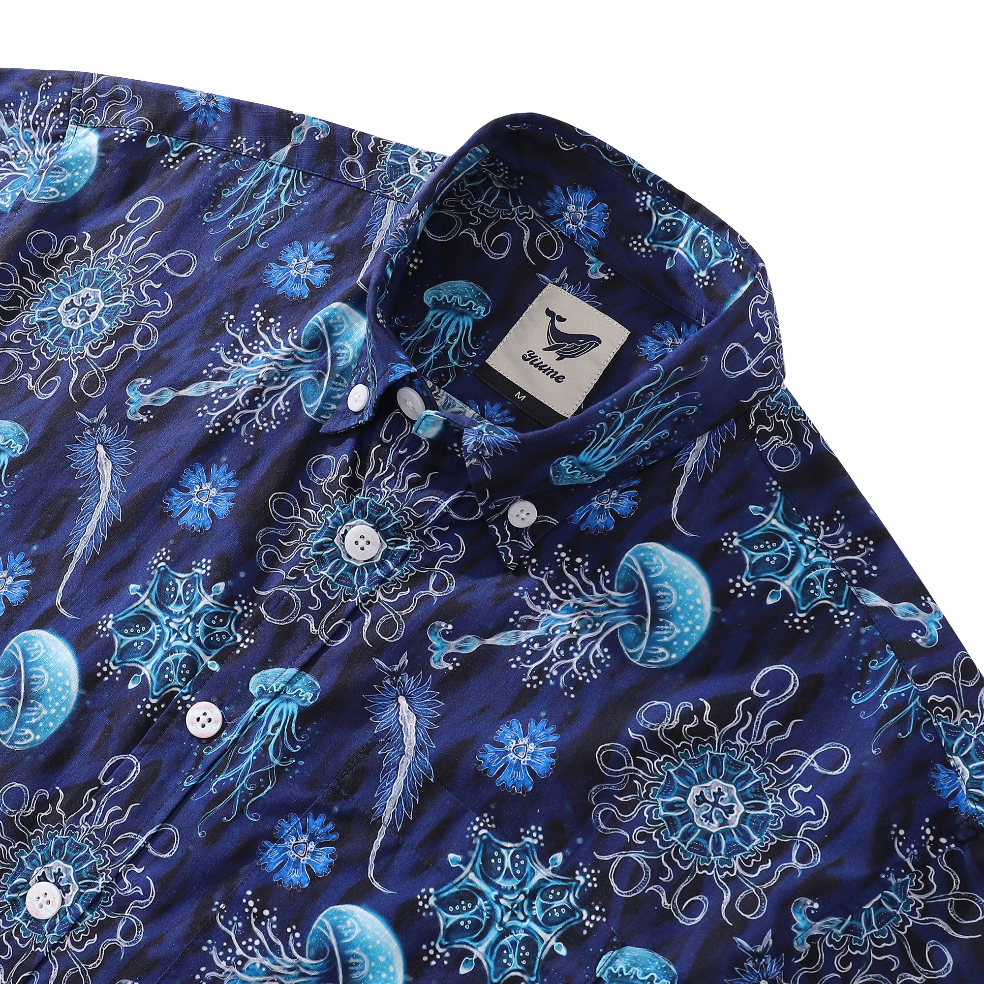 Men's Hawaiian Shirt Luminocean Print By Luova Flow Cotton Button-down Short Sleeve Aloha Shirt