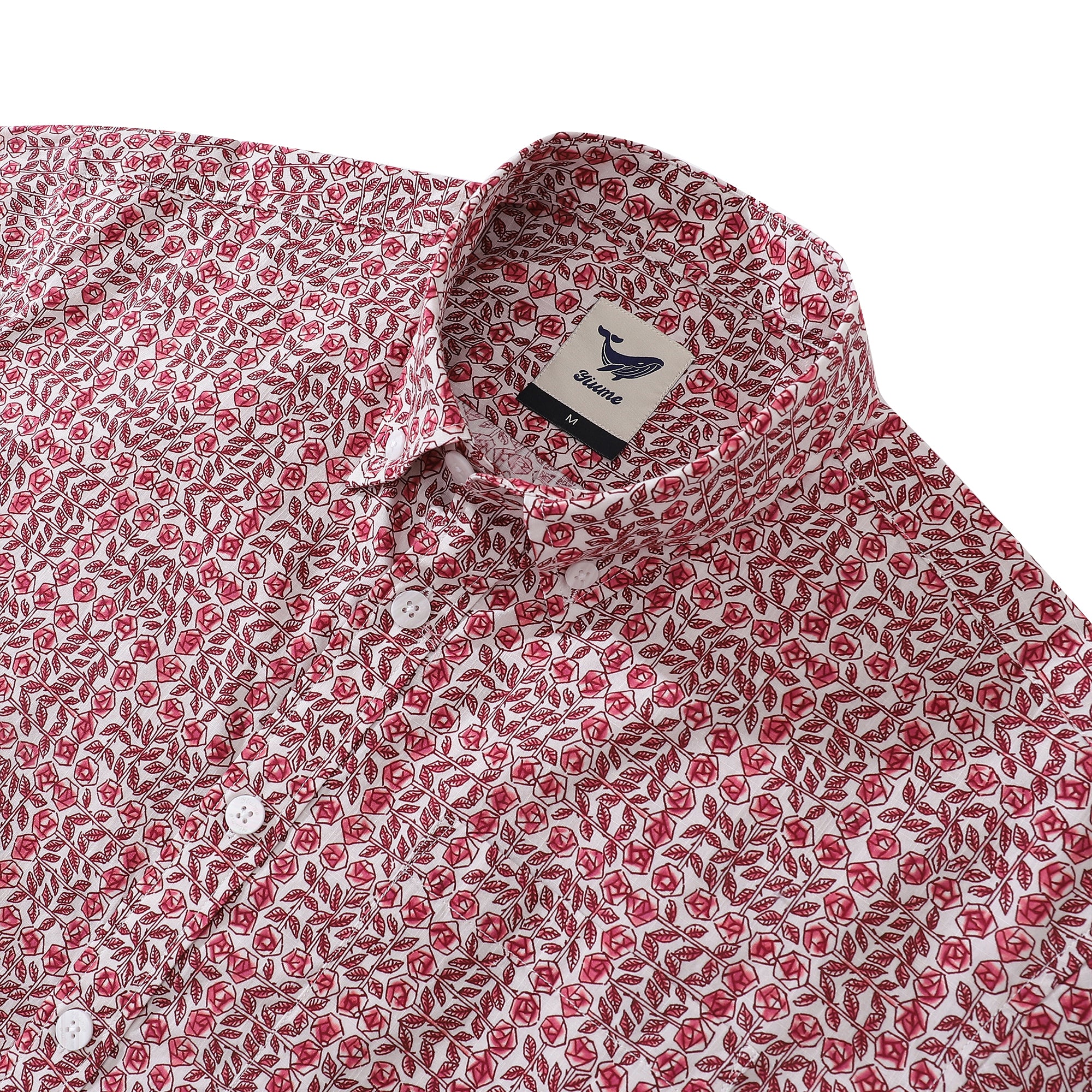 Men's Funky Hawaiian Shirt Queuing Roses Print Cotton Button-down