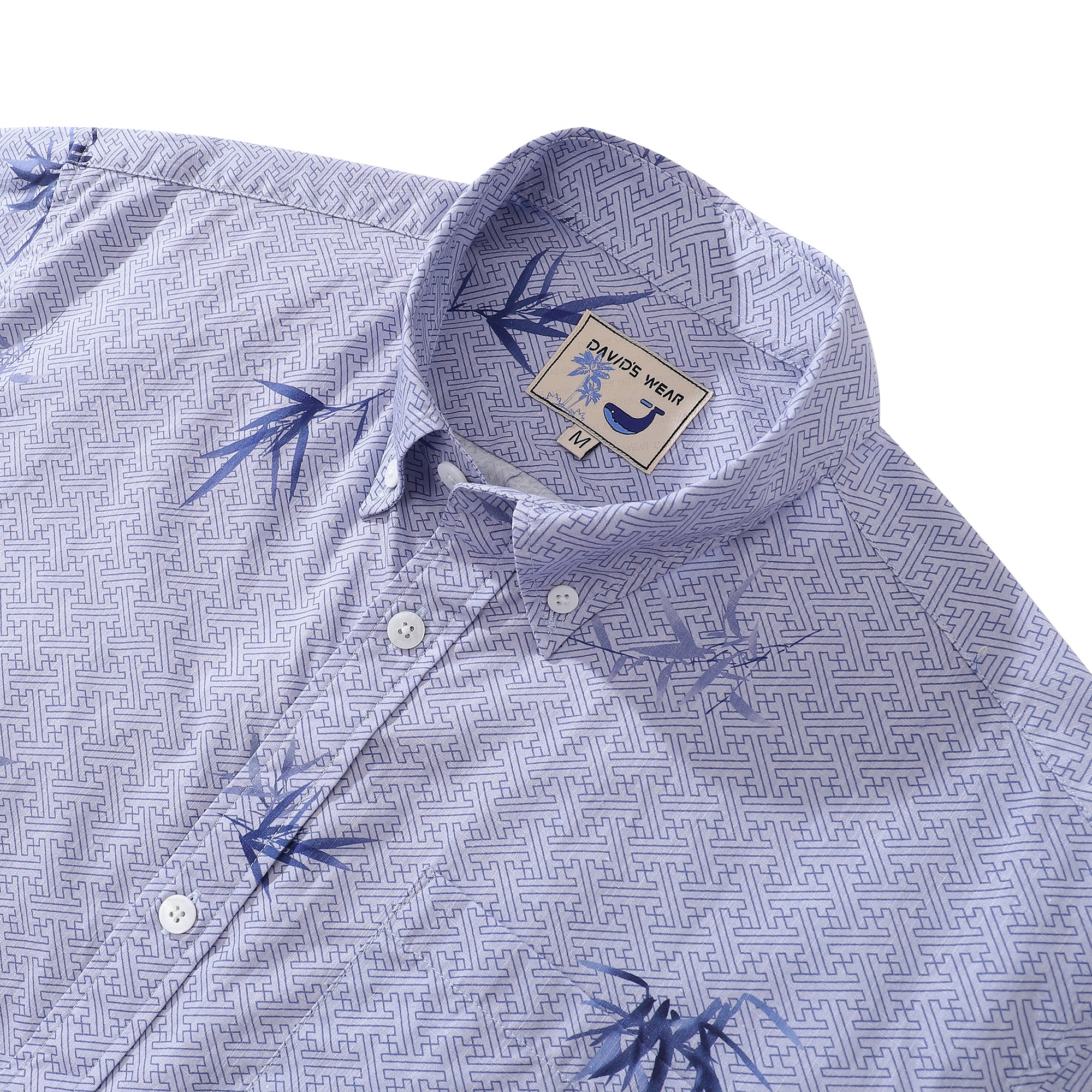 Hawaiian Shirts For Men Vintage Cotton Button Down Abundant Bamboo Ambiance Short Sleeve Aloha Shirt