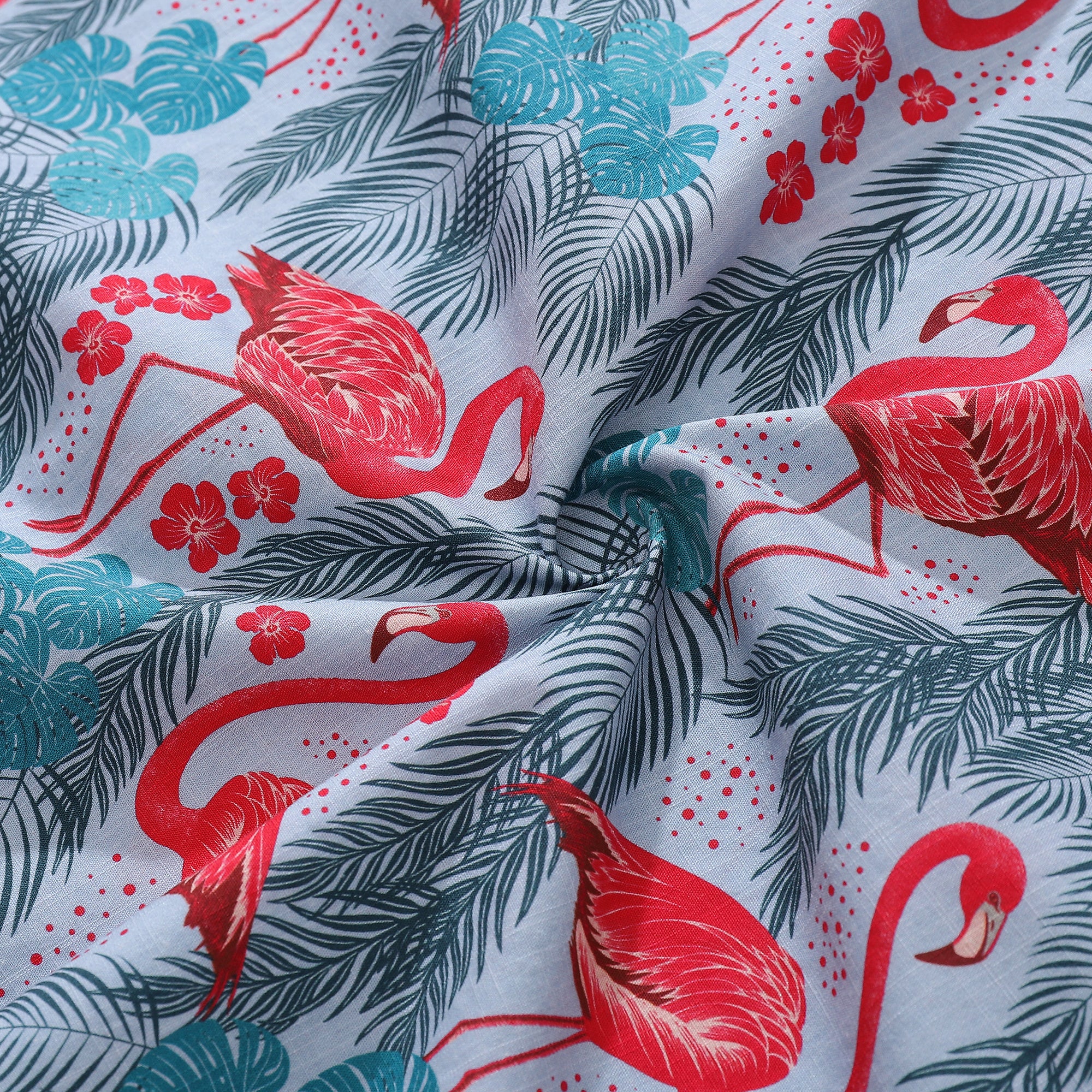 Men's Funky Hawaiian Shirt Flamingo Bay Print Designed by Maria Elena COCO Cotton Button-down