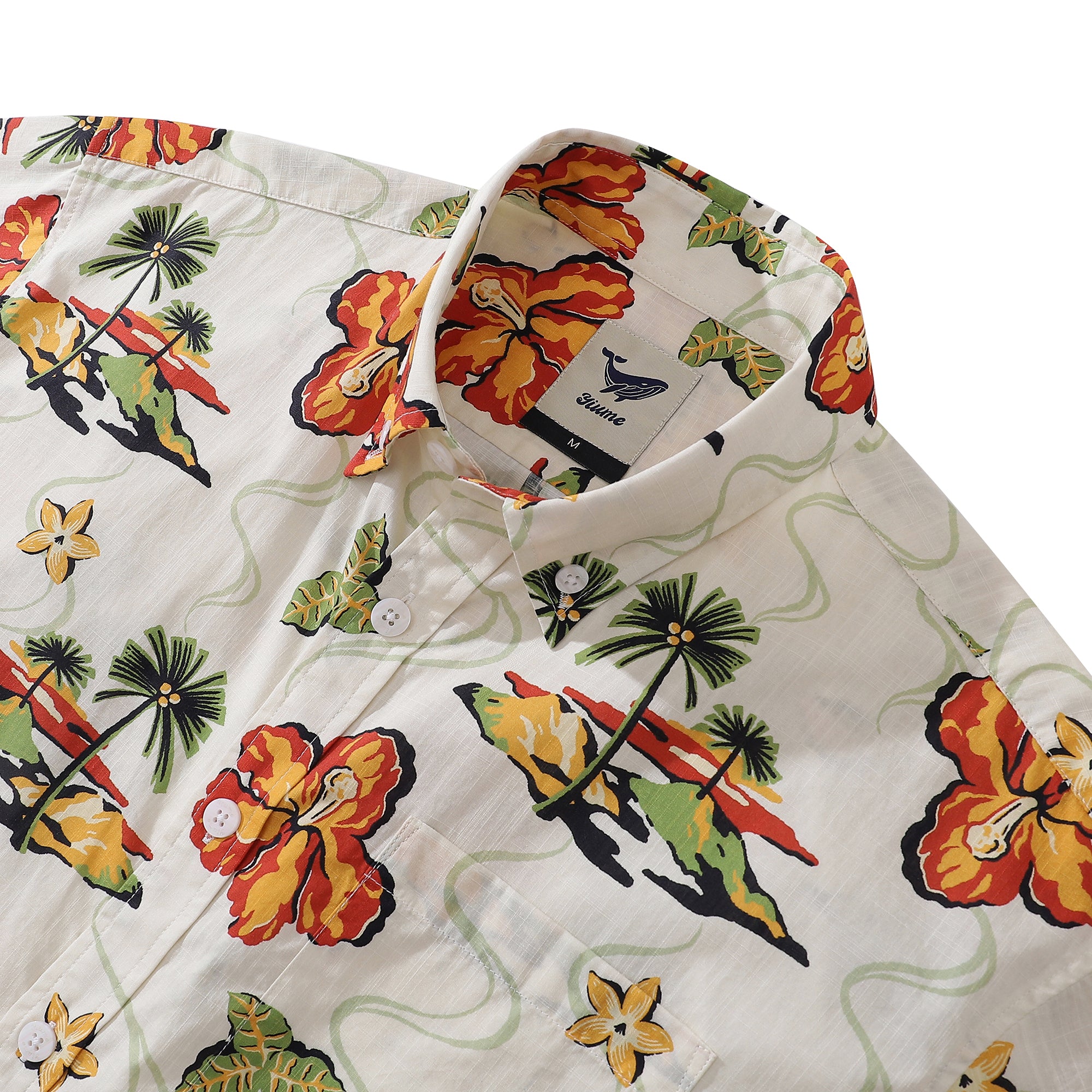 Men's Hawaiian Shirt California Sunset Print Cotton Button-down