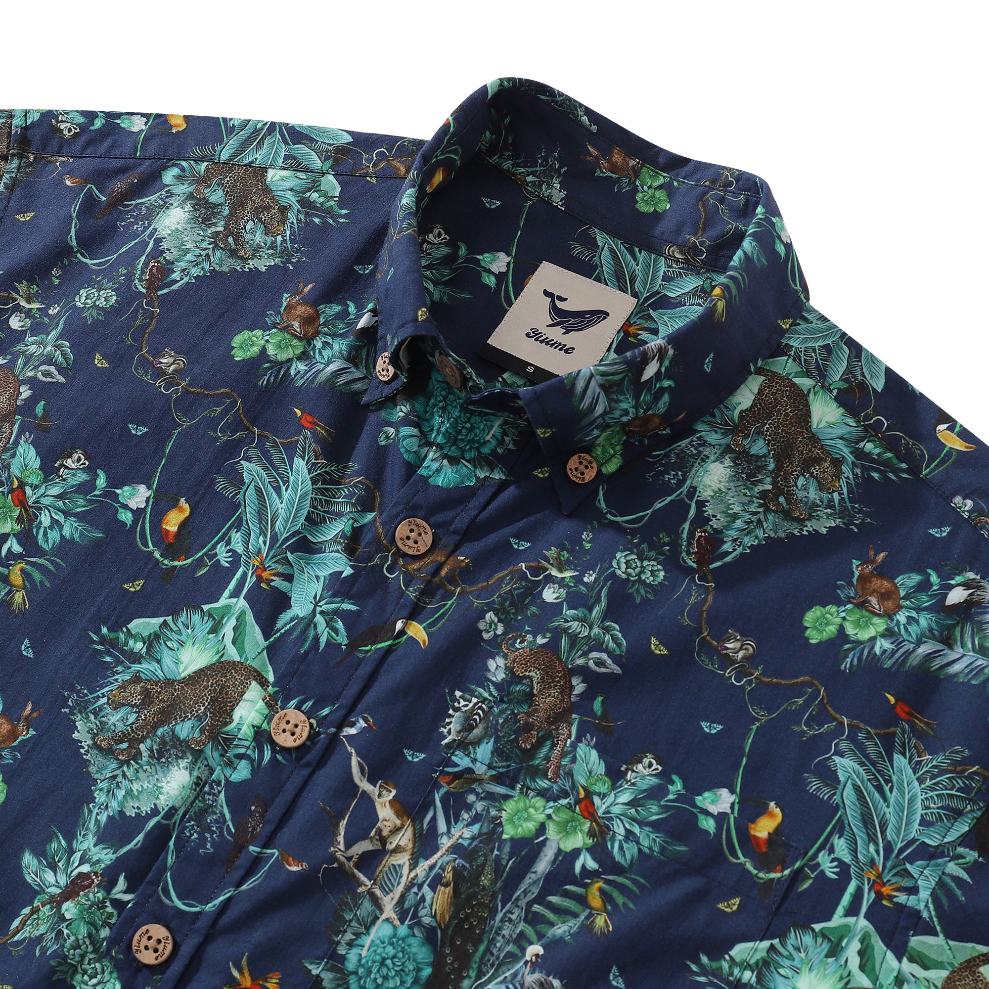 Men's Hawaiian Shirt Symphony of the Amazon Print Cotton Button-down Short Sleeve Aloha Shirt