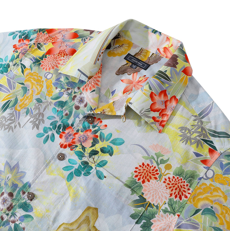 Japanese Pattern Men's Hawaiian Shirt Camp Collar 100% Cotton New customer exclusive
